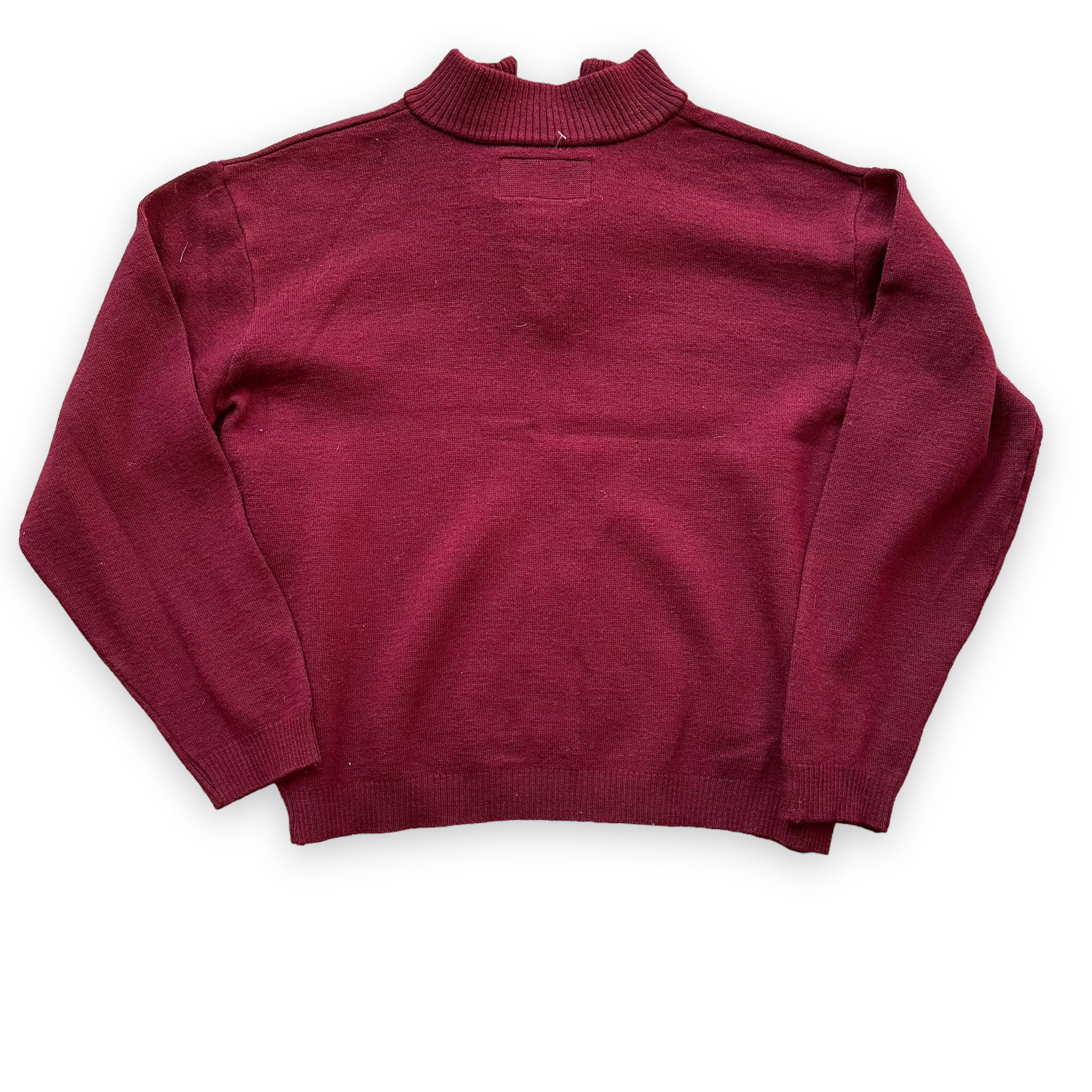 Rear View of Filson Style 719 Zip Up Burgundy Sweater SZ L | Vintage Workwear Seattle