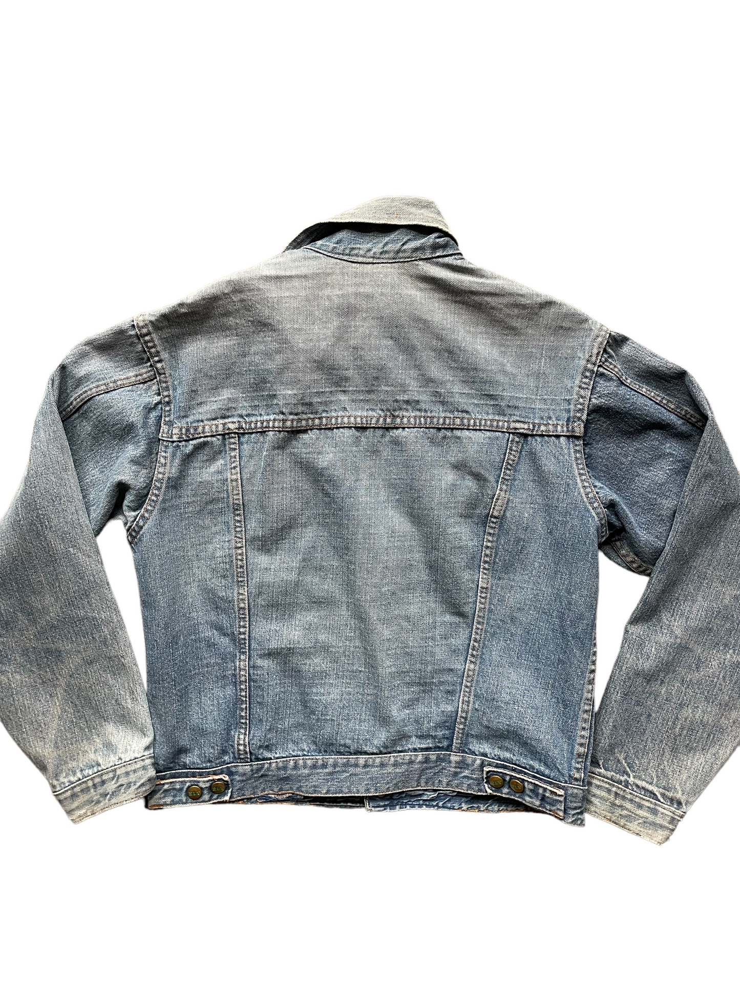 Full back view Vintage 60's Type 2 Pleated Ely Denim Jacket SZ Med | Barn Owl Vintage| Seattle True Vintage