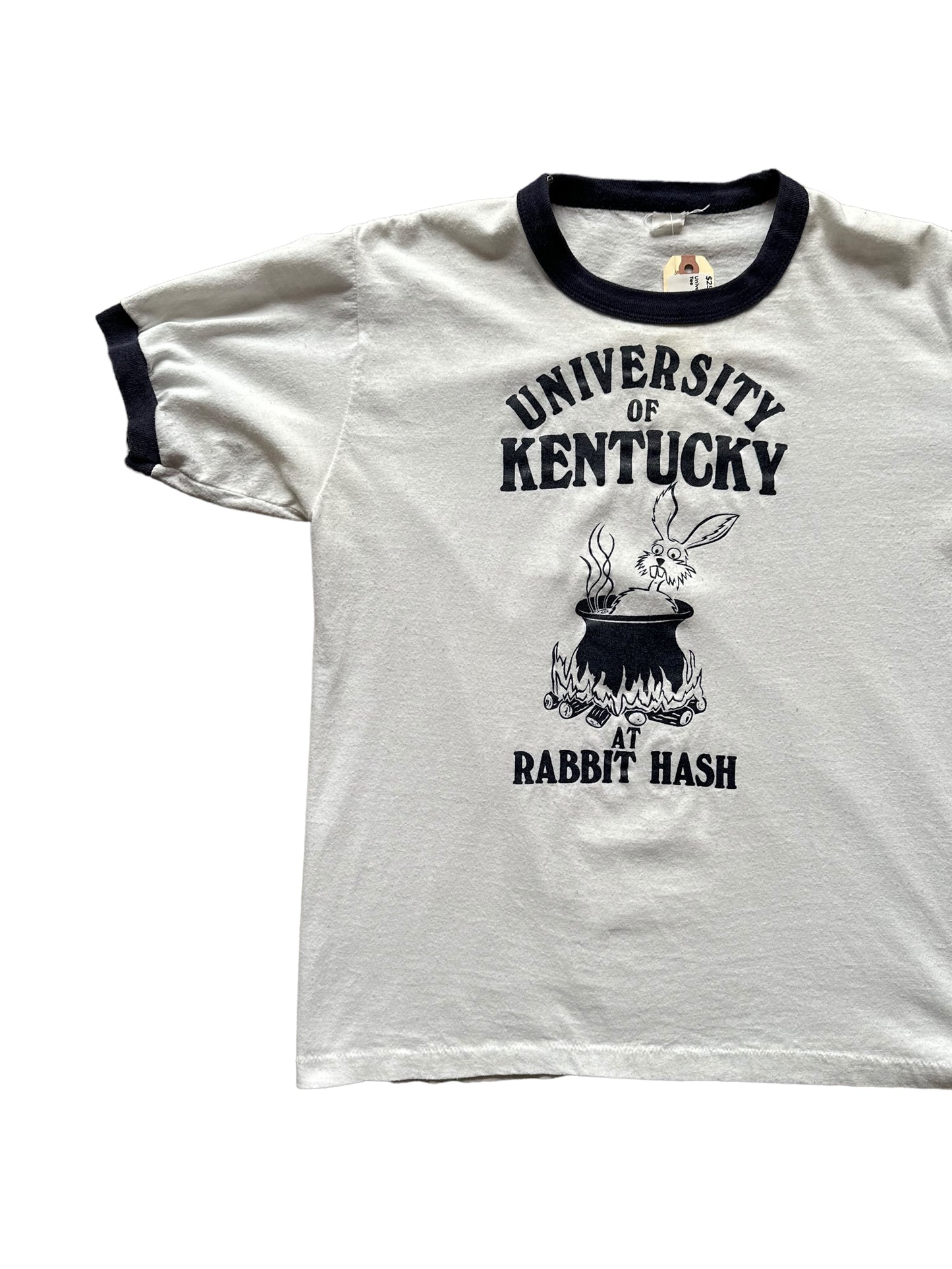 Right Front View on Vintage University of Kentucky Ringer Tee |  Vintage Ringer Tee | Barn Owl Vintage TShirt Seattle