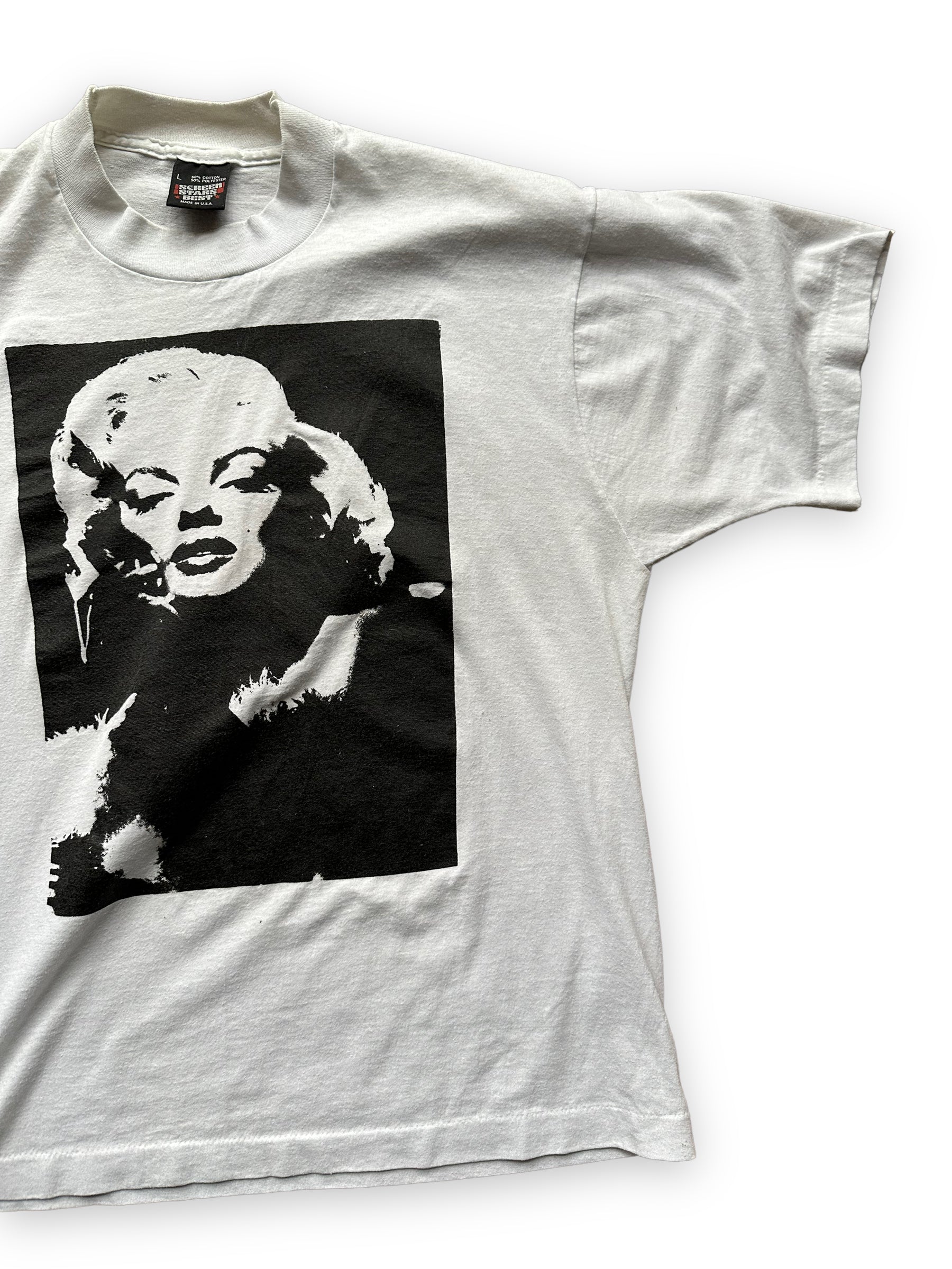 Left Front View of Vintage Marilyn Monroe Tee SZ L | Marilyn T-Shirts Seattle | Barn Owl Vintage Goods
