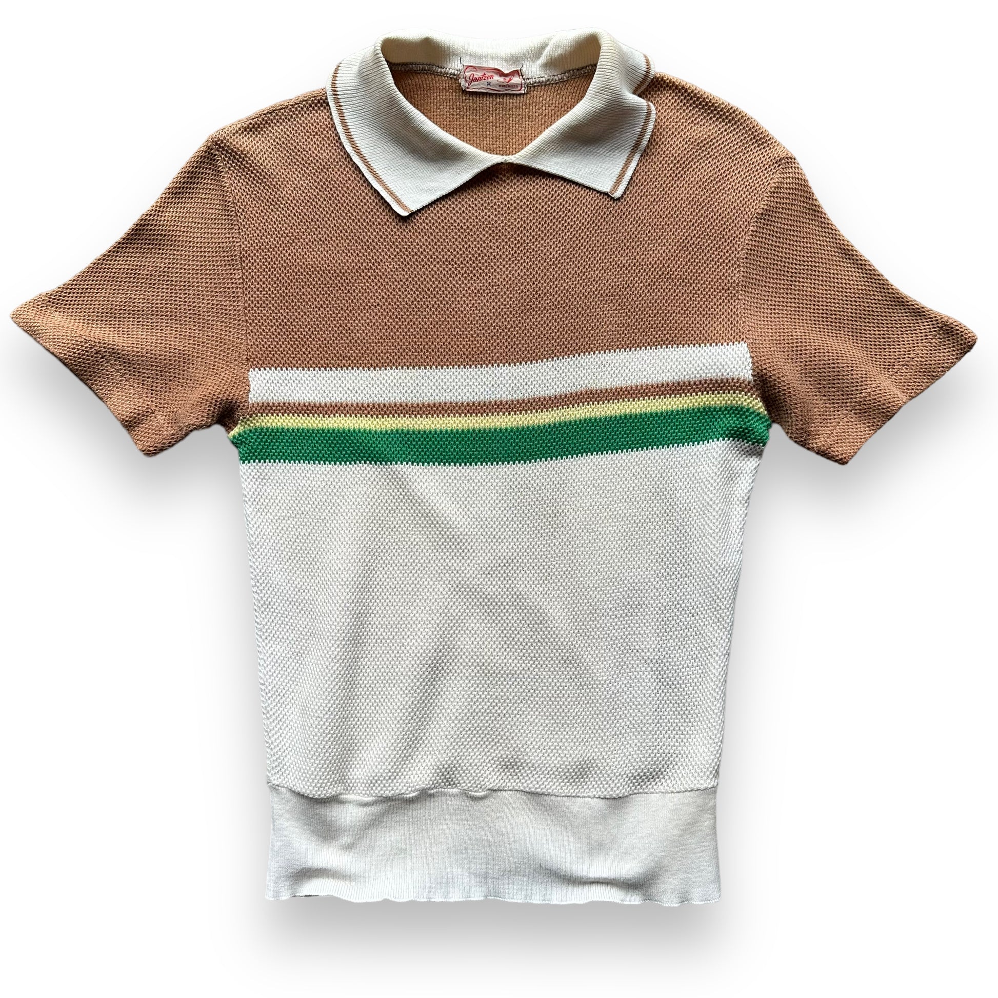 Front View of Vintage Jantzen Knit Top Short Sleeve Shirt SZ M | Vintage Jantzen Shirt | Barn Owl Vintage Seattle