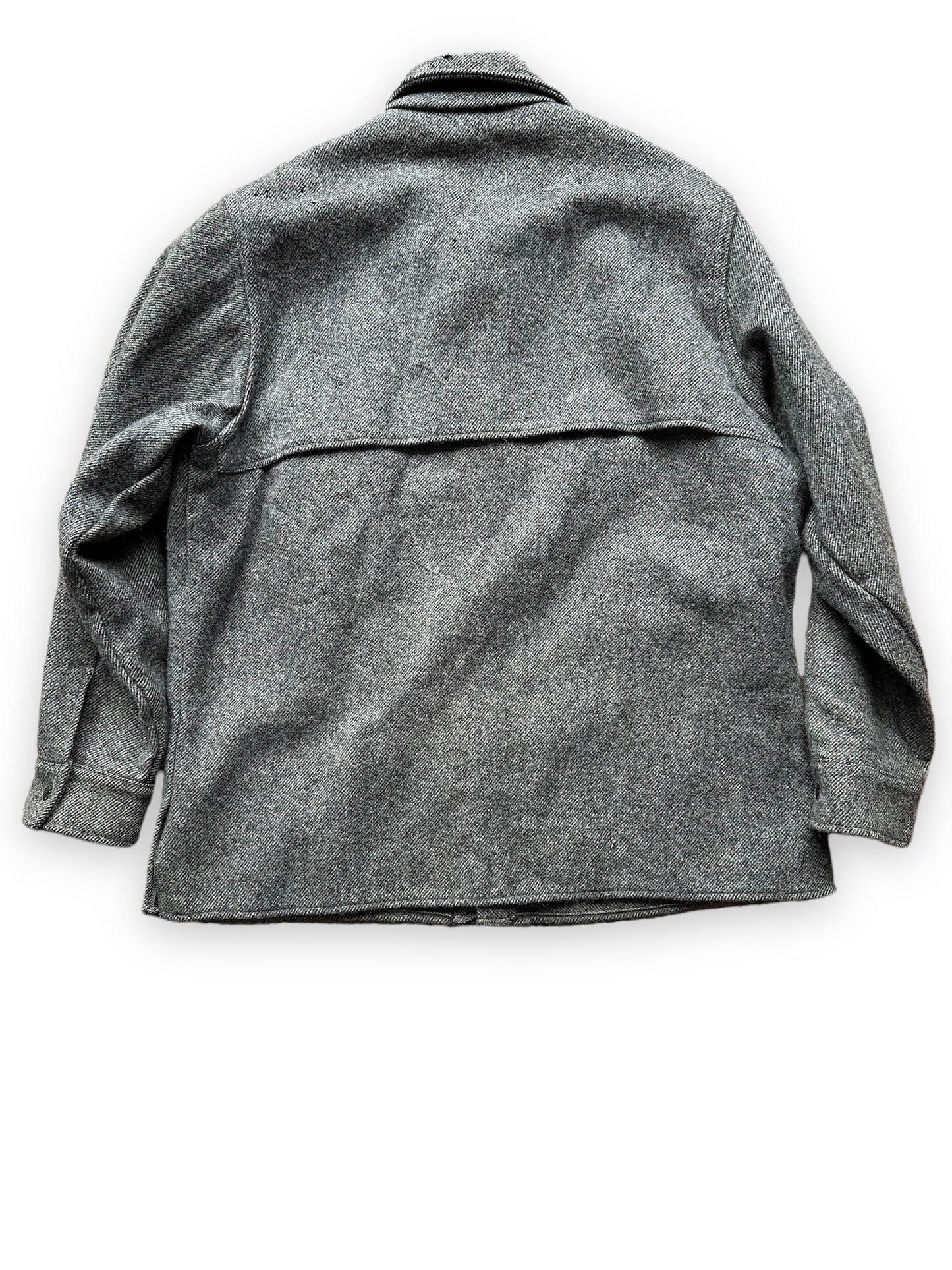 Rear View of Vintage Filson Grey Herringbone Cape Coat SZ Large  |  Barn Owl Vintage Goods | Vintage Wool Workwear Seattle