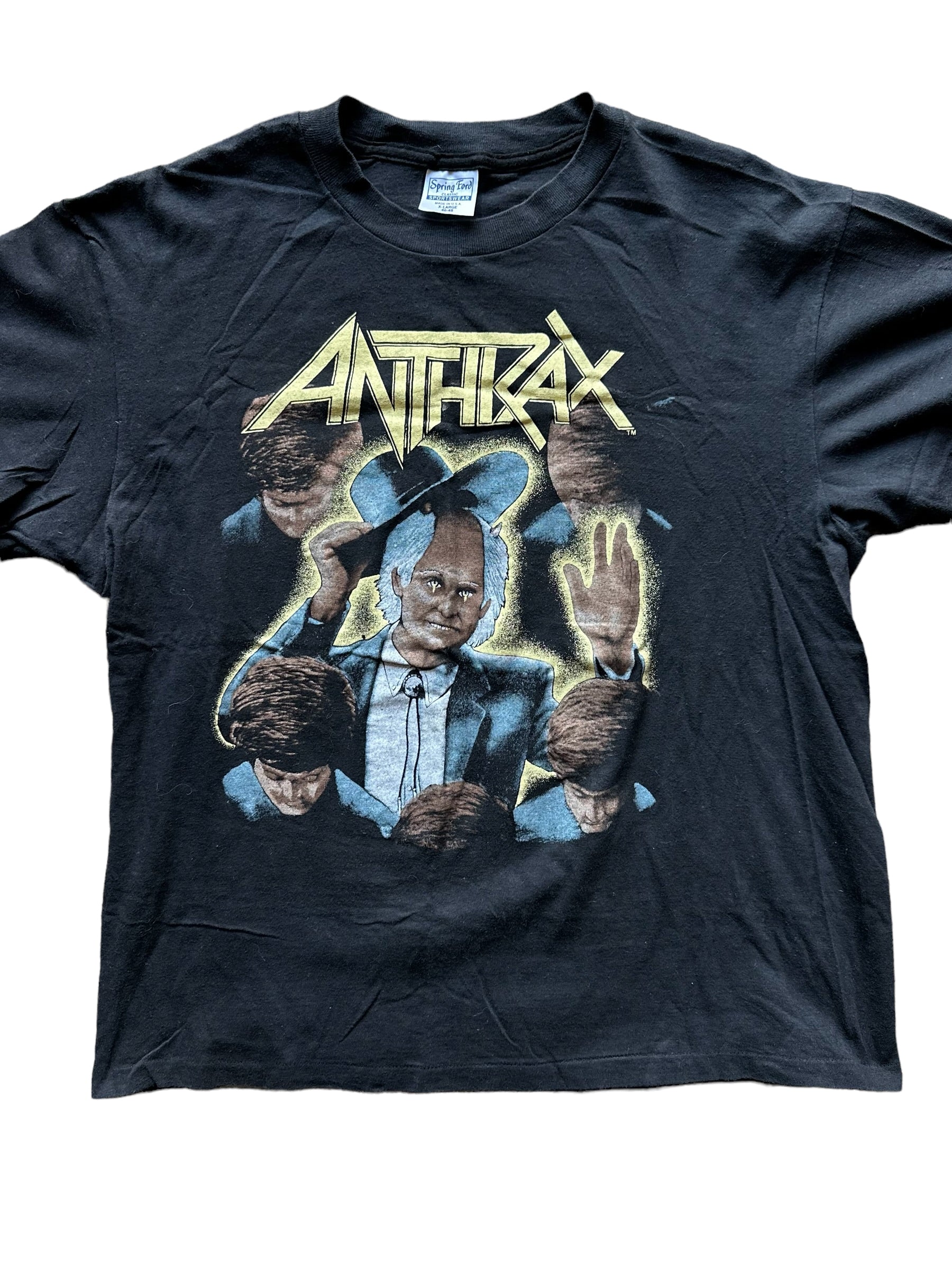 Front Detail View on Vintage Anthrax Among the Living Tour Shirt Size XL |  Barn Owl Vintage | Vintage Rock Tee