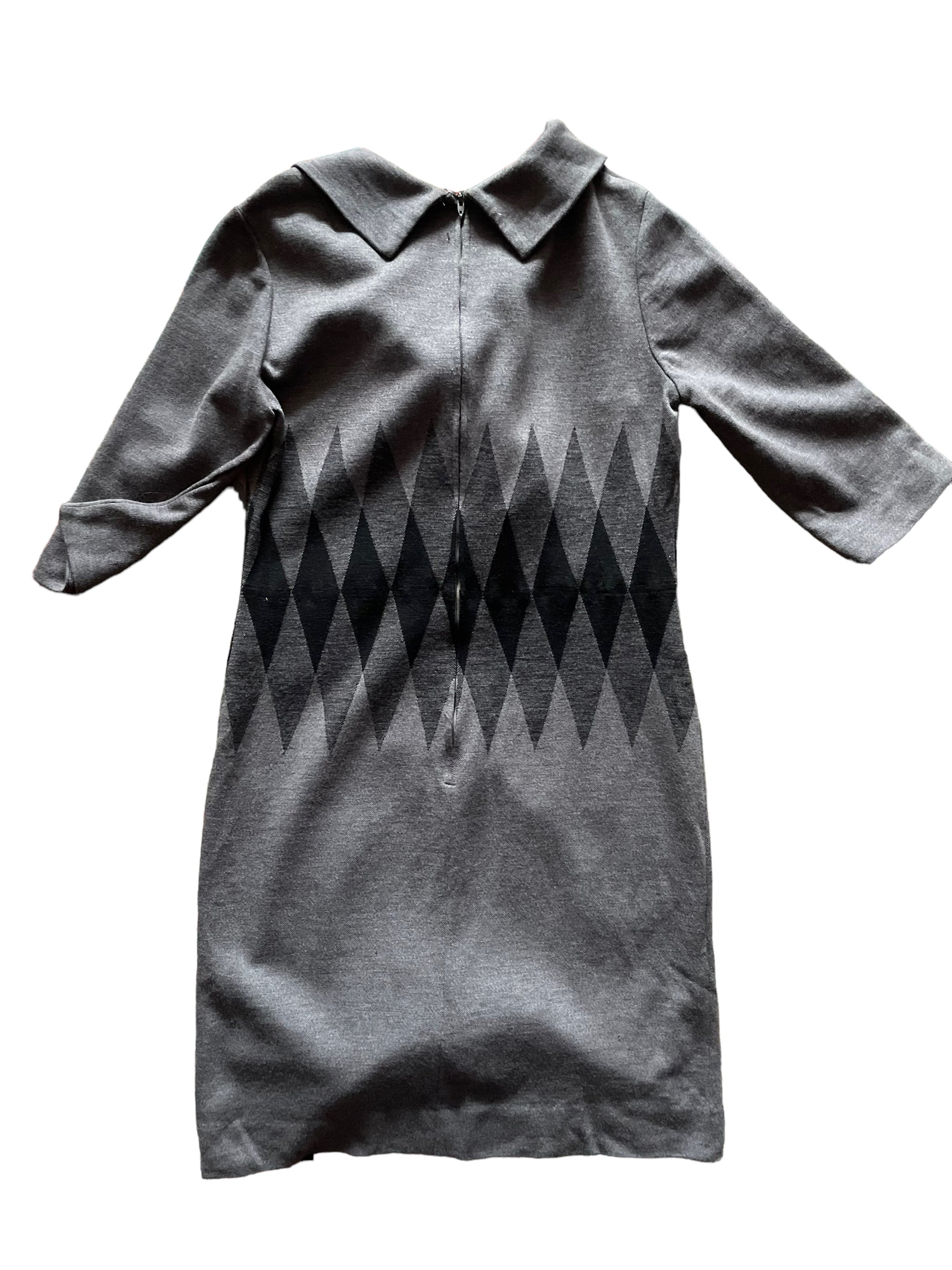 Back flatlay Vintage 1950's Leslie Fay Grey Wool Dress Sz M-L