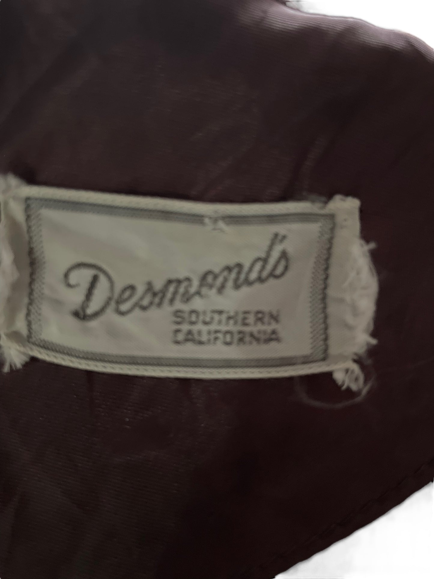 Desmonds tag Vintage 1950's Leslie Fay Grey Wool Dress Sz M-L
