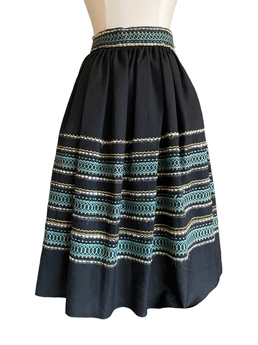 Full front view Vintage 1950s Embroidered Guatemalan Skirt | Barn Owl Seattle | Vintage Guatemalan Skirts