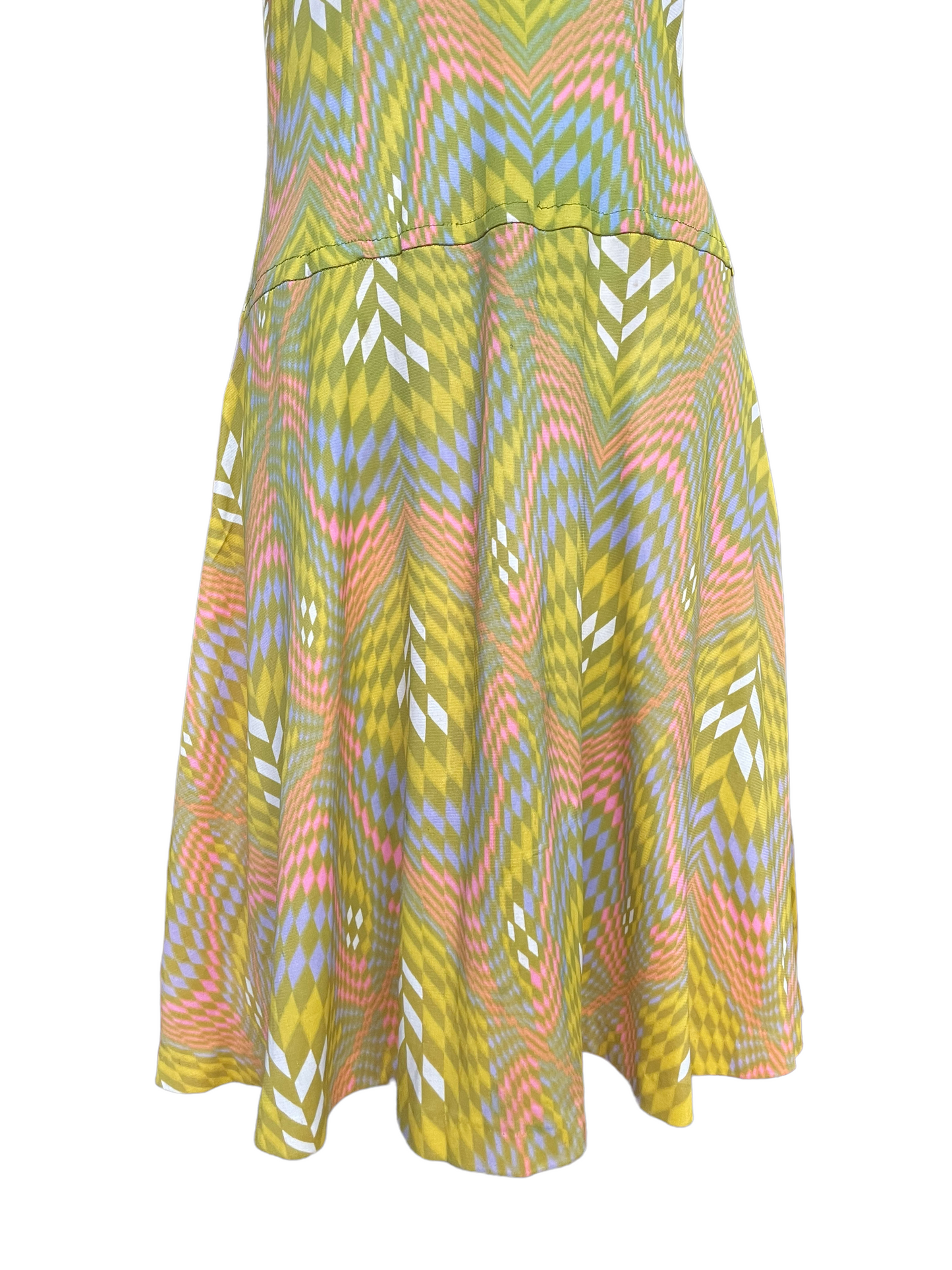 Front skirt view of Vintage 1960s Geometric Pattern Dress SZ M | Seattle Vintage Dresses | Barn Owl Vintage