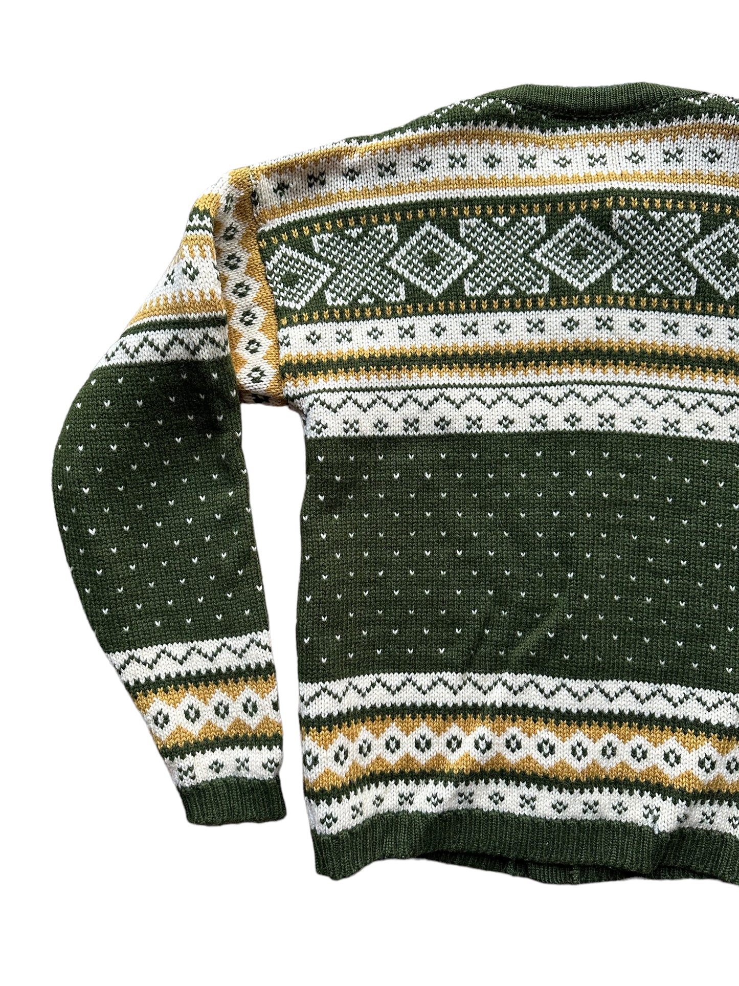 Left Rear View on Vintage Polar Brand Norwegian Wool Sweater SZ M |  Vintage Norwegian Sweaters Seattle | Barn Owl Vintage Seattle