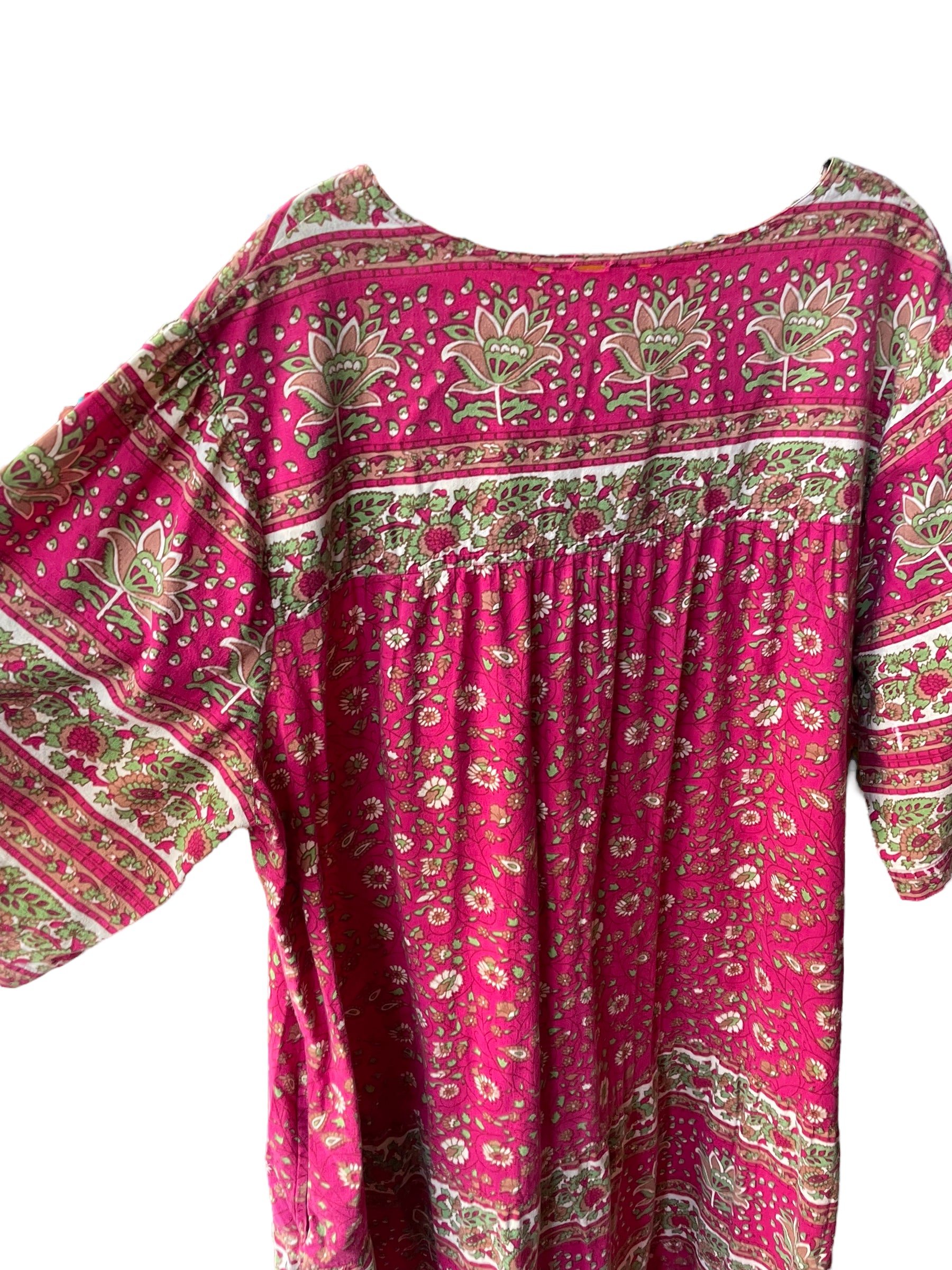 Back left sleeve detail Vintage 1970s Indian Cotton Dress Sz XL
