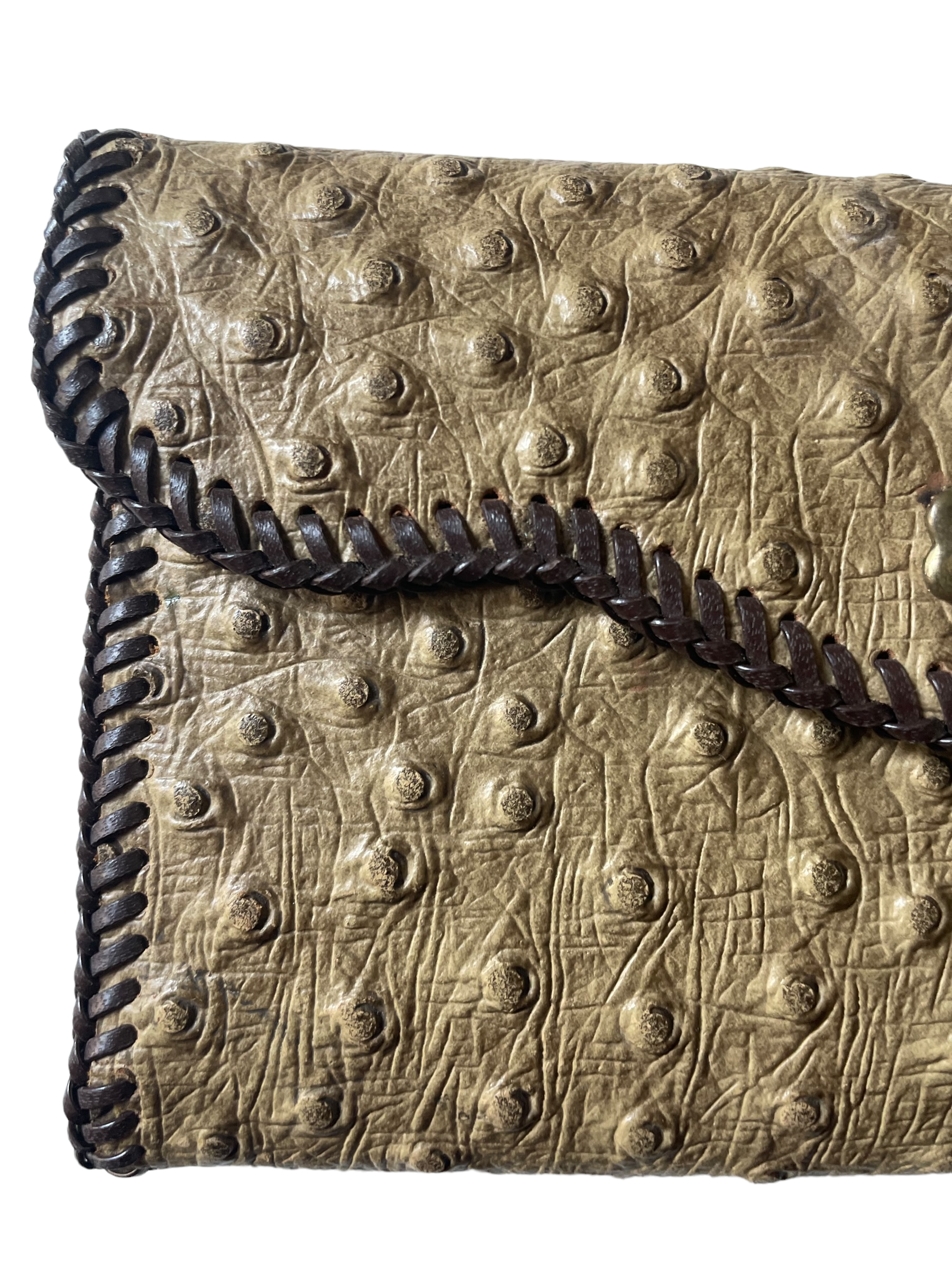 Vintage Ostrich Leather Wallet front left side