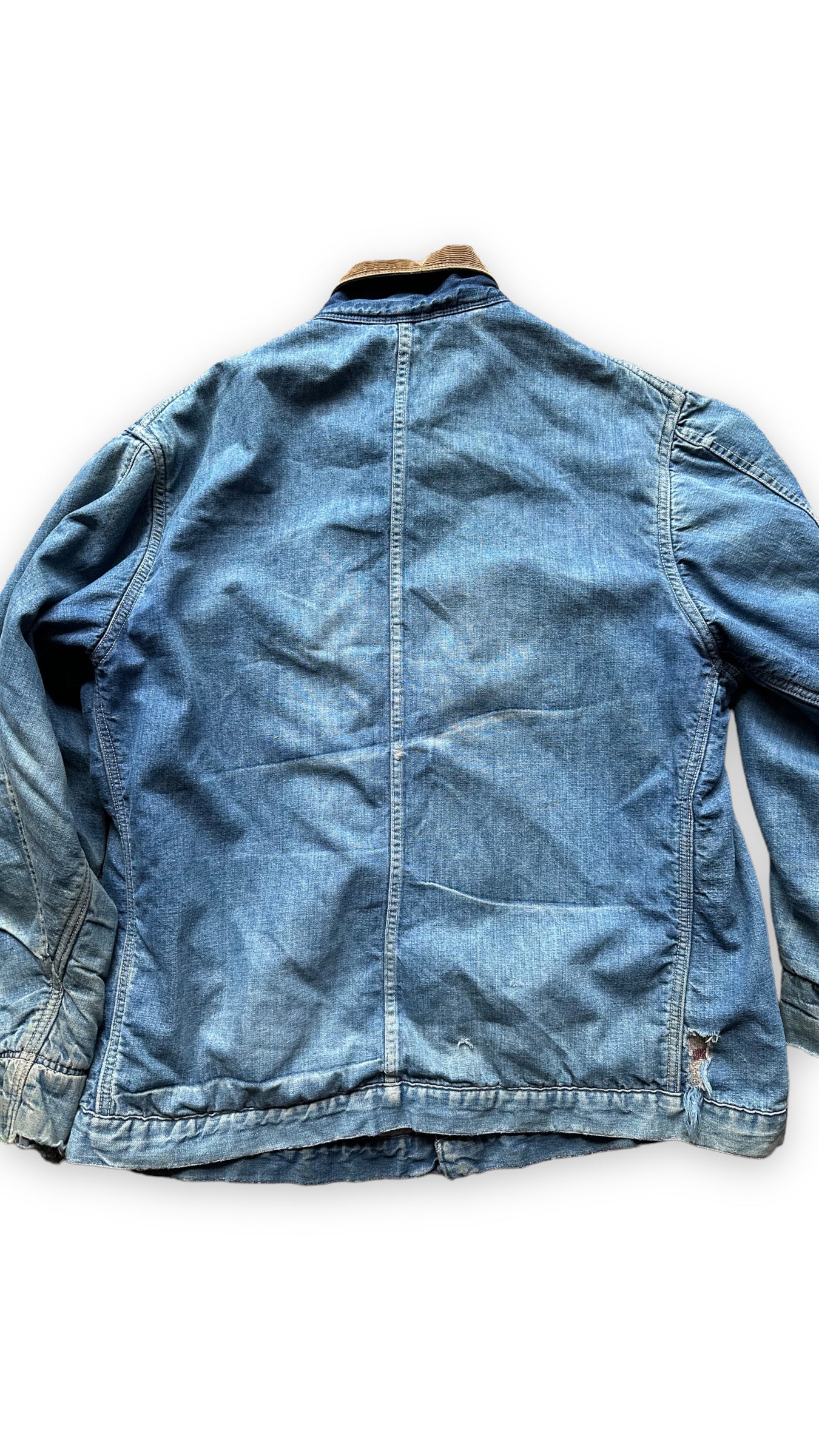 Rear Close Up View on Vintage K-Alls Brand Blanket Lined Denim Chore Jacket SZ XL | Seattle Vintage Workwear | Barn Owl Vintage