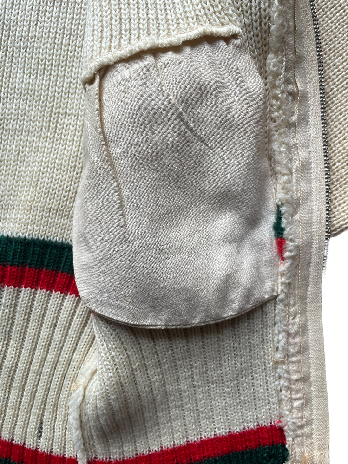 Left Pocket View of Vintage 1950 Cloverdale Knitting Mills Sweater SZ M | Barn Owl Vintage | Seattle True Vintage Sweaters