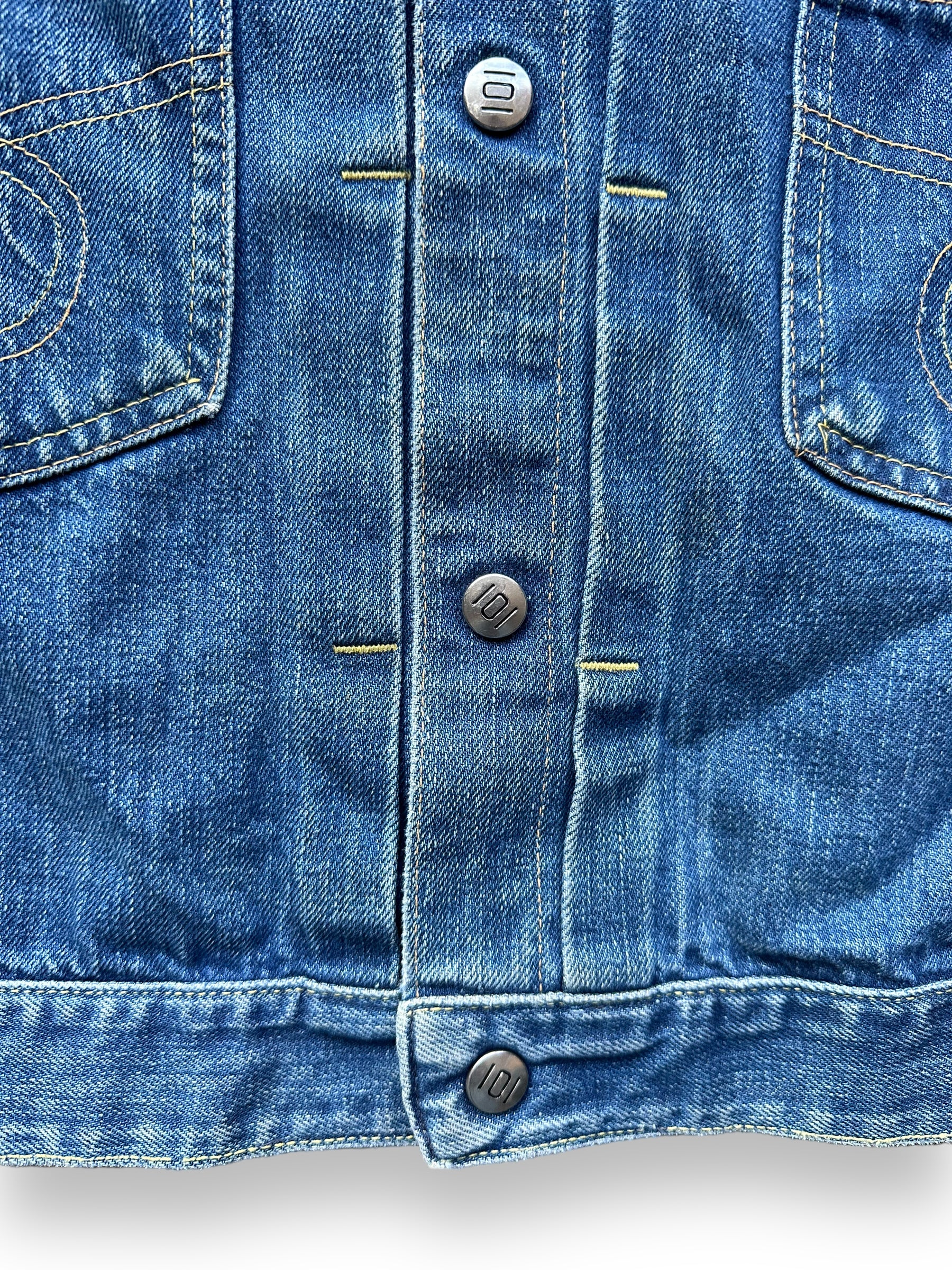Front Branded Snaps on Vintage Montgomery Ward 101 Selvedge Denim Jacket SZ S | Vintage Jean Jacket Seattle | Seattle Vintage Denim