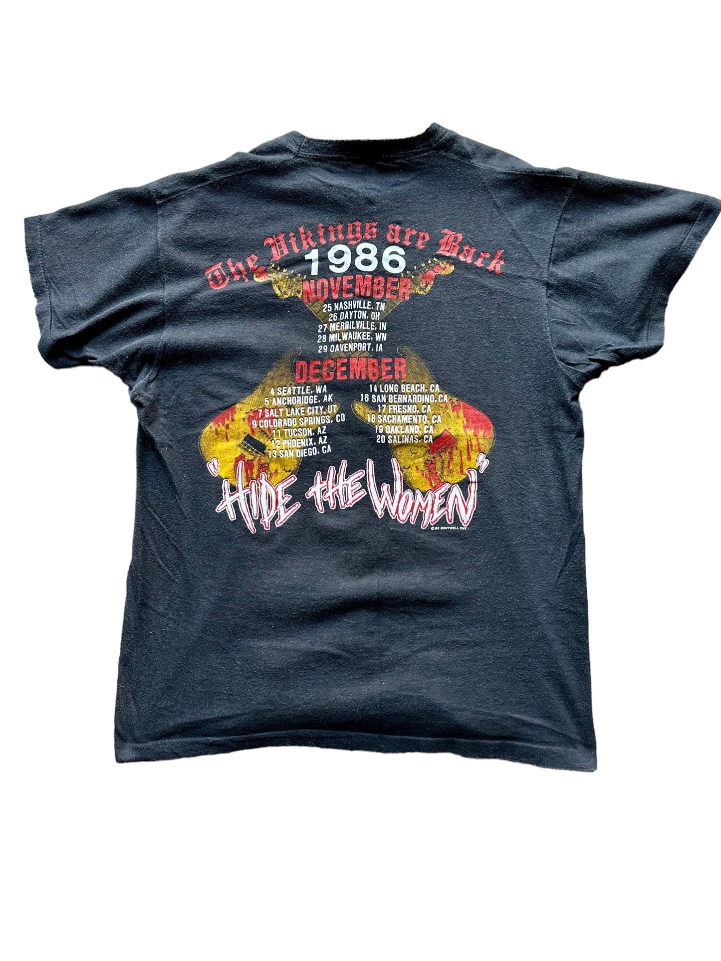 Rear View of Vintage Yngwie Malmsteen Trilogy World Tour Shirt Size XLarge | Vintage Metal Rock Tee | Barn Owl Vintage Seattle