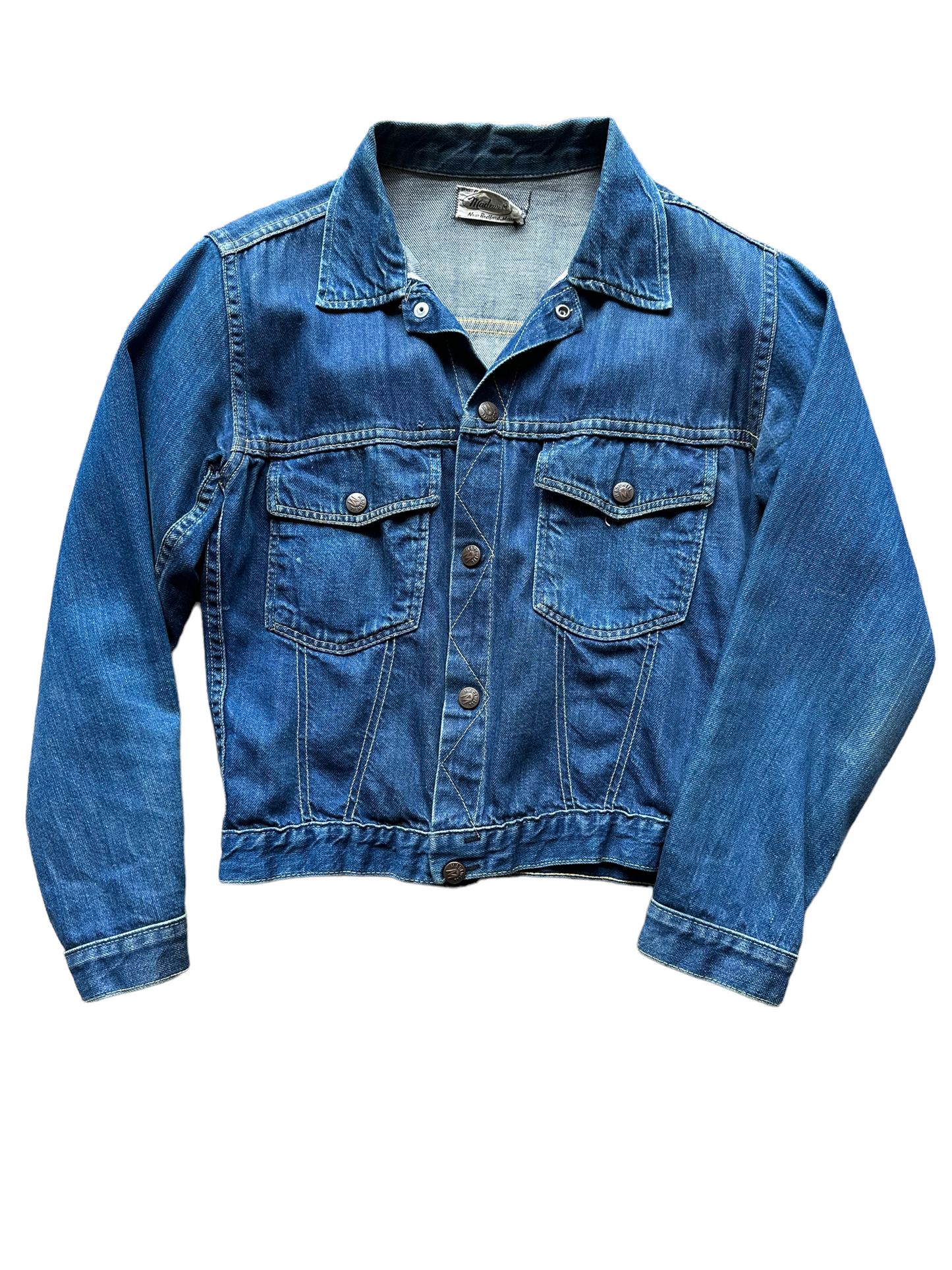 Front View of Vintage Madewell Selvedge Denim Jacket | Barn Owl Vintage | Seattle Vintage Denim Workwear Clothing