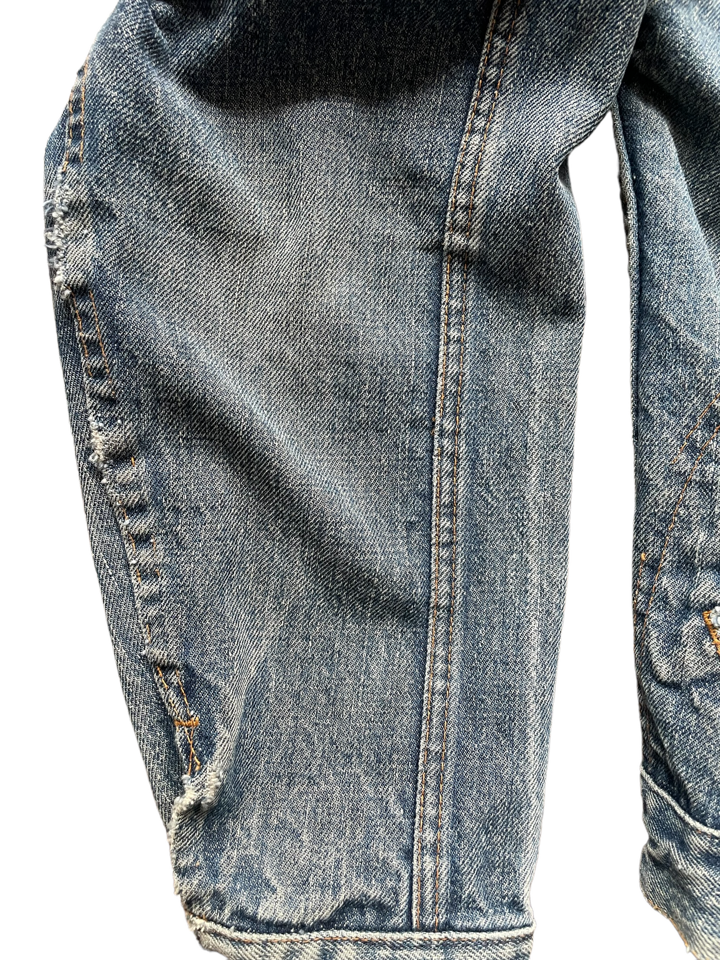 Vintage 60's Type 2 Pleated Ely Denim Jacket SZ Med | Barn Owl Vintage| Seattle True Vintage Close up of left back sleeve