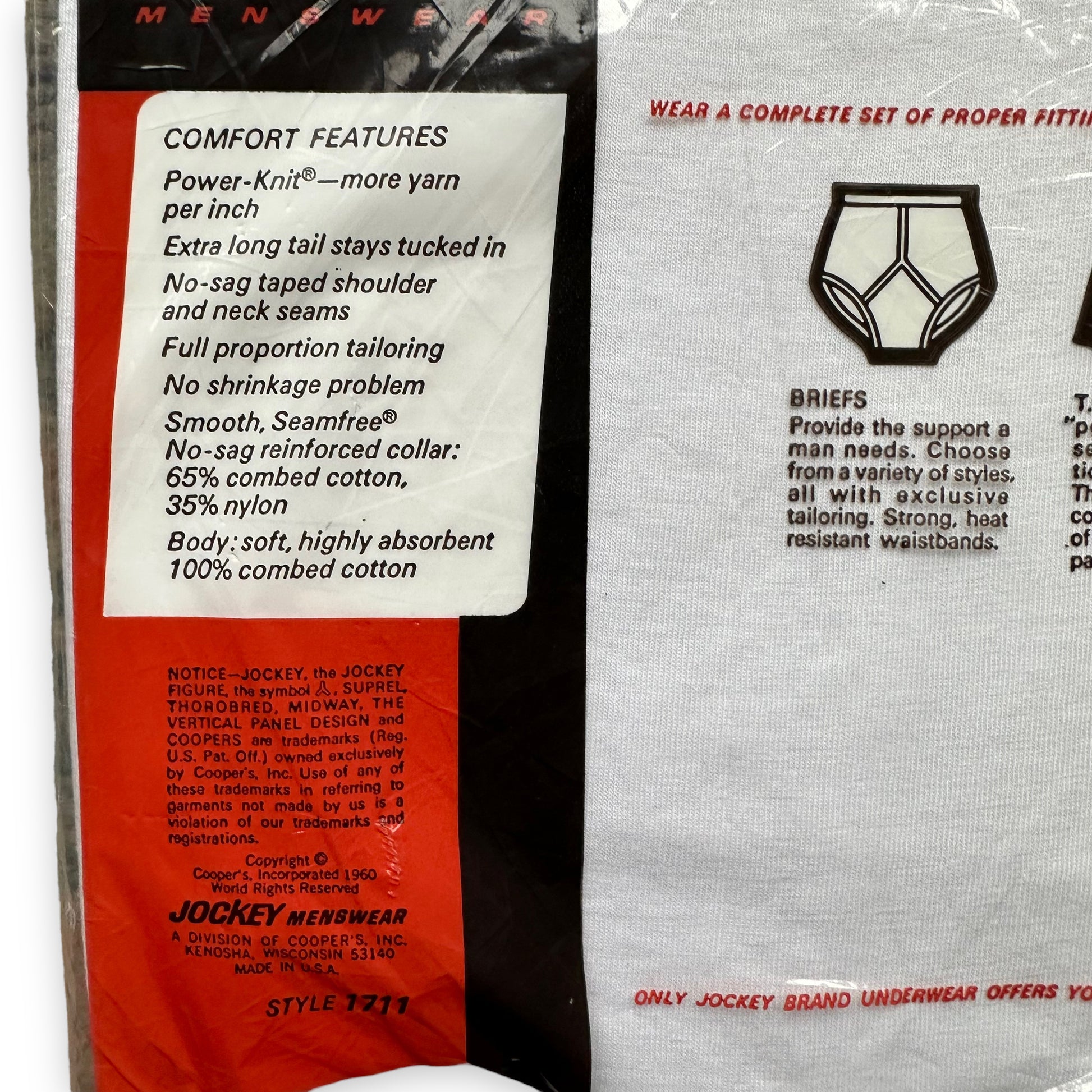 Packaging Close Up on Vintage NOS Jockey Power Knit Blank T-Shirt SZ M | Vintage Blank Tees Seattle | Vintage T-Shirts Seattle
