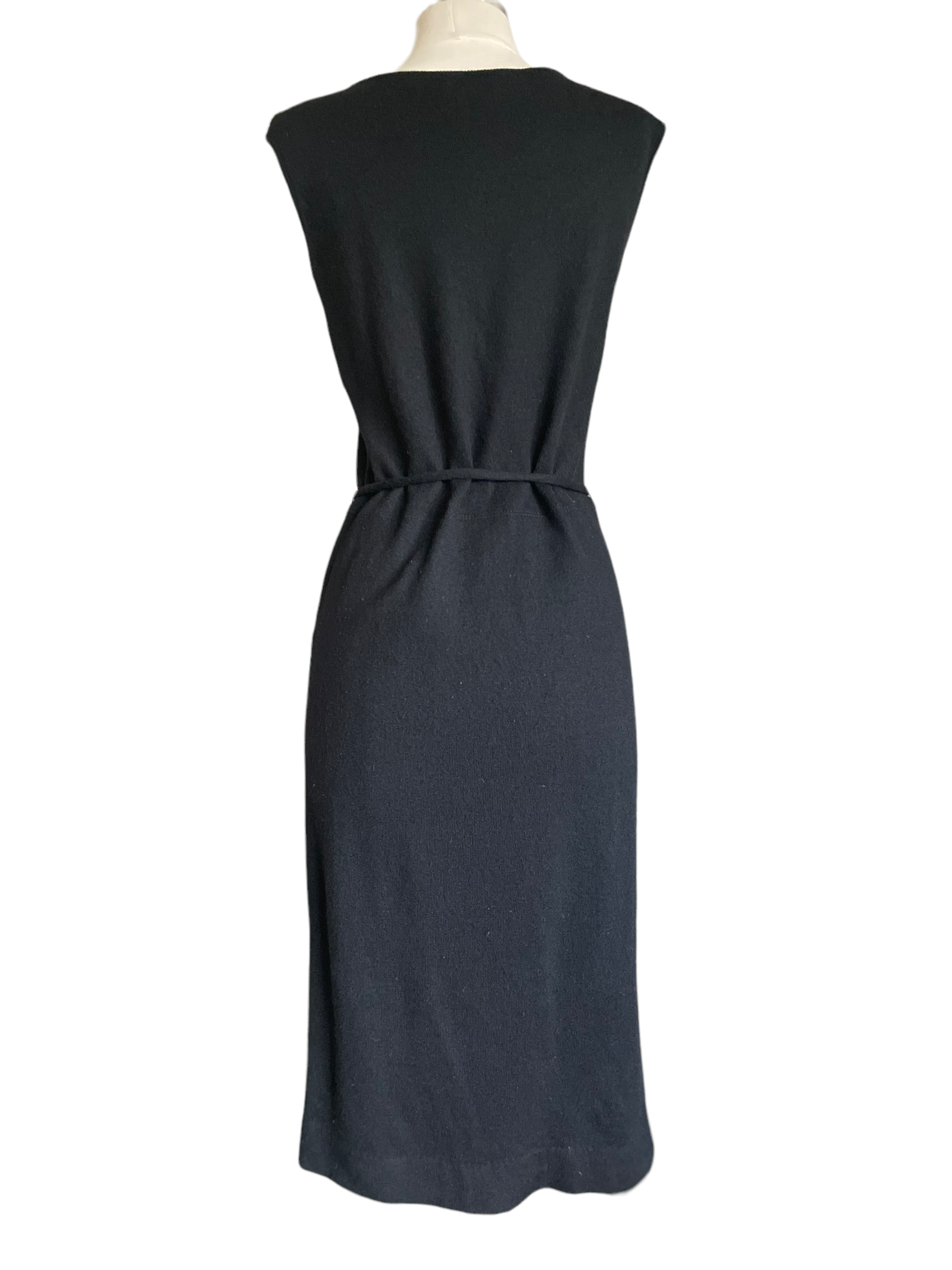 Vintage 1960s Jantzen Black Wool Dress SZ M |  Barn Owl Vintage | Seattle Vintage Dresses Full back view.