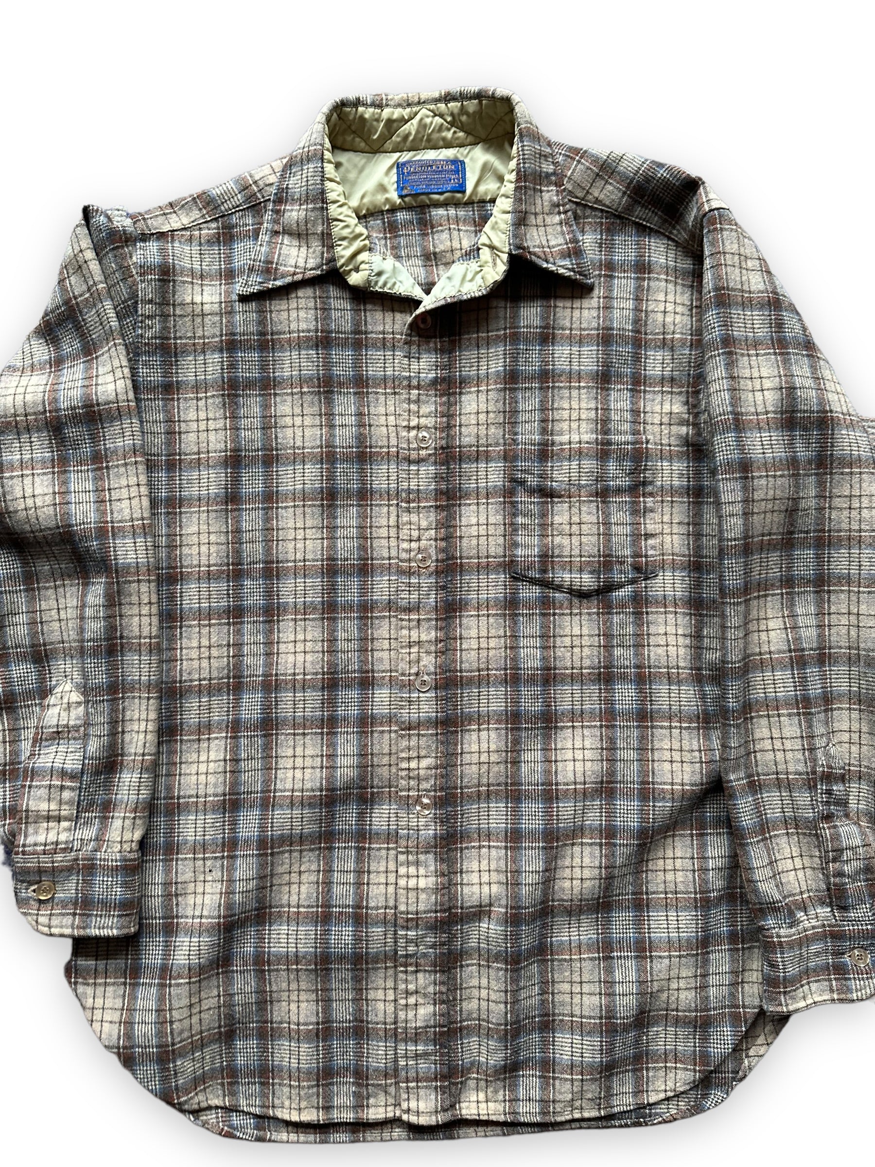 Front View Close Up on Vintage Pendleton Wool Flannel Shirt SZ L |  Vintage Wool Workwear Seattle | Barn Owl Vintage