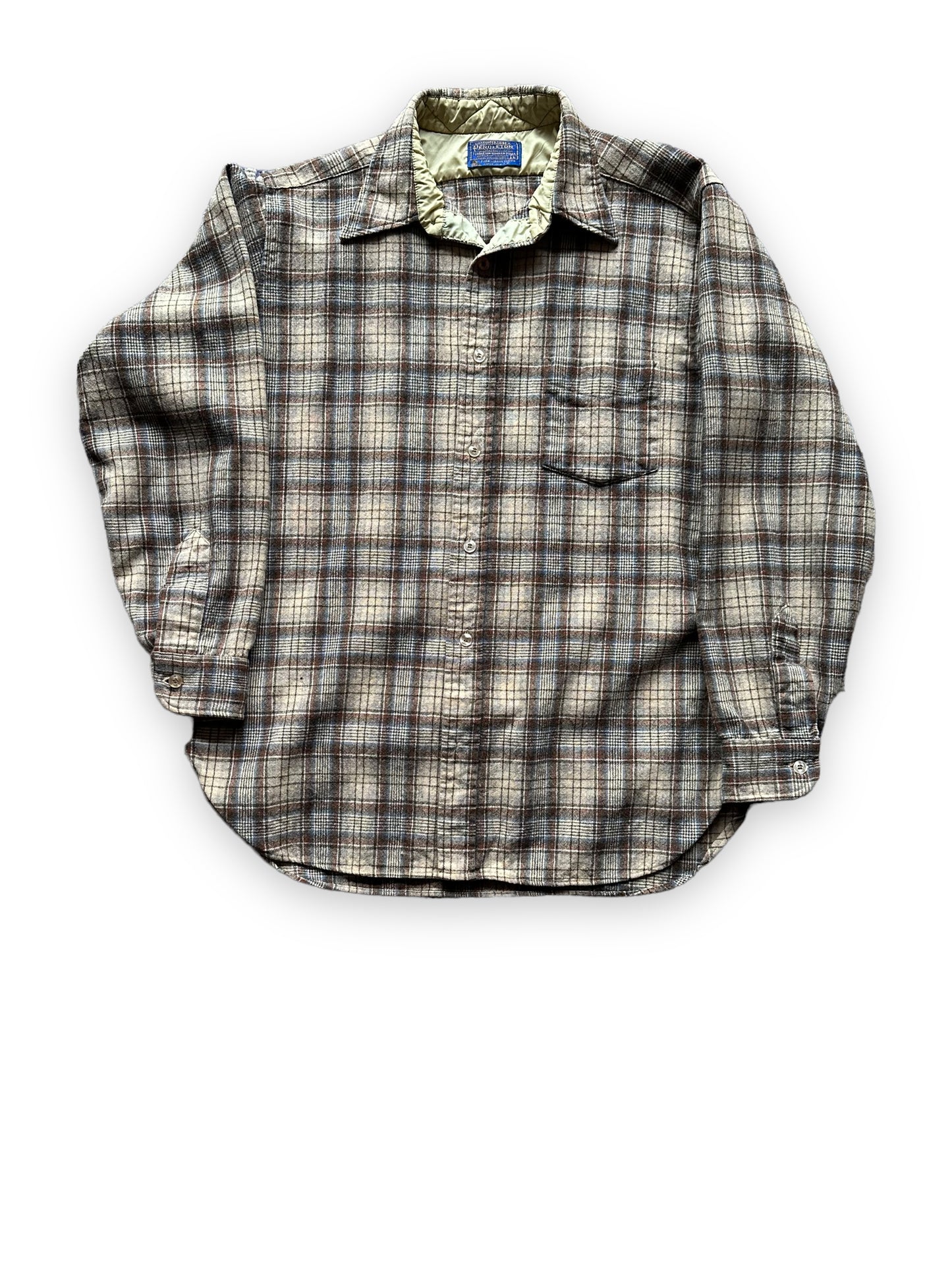 Front View of Vintage Pendleton Wool Flannel Shirt SZ L |  Vintage Wool Workwear Seattle | Barn Owl Vintage