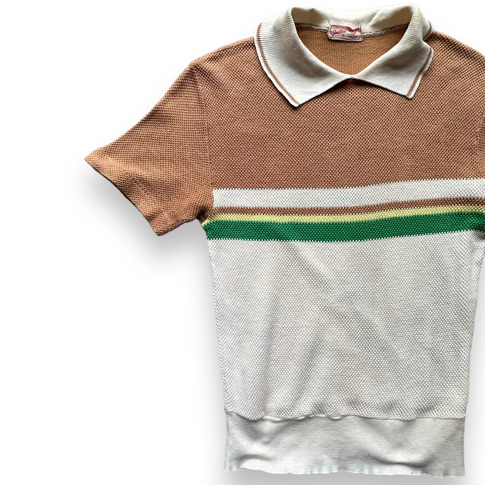 Front Right View of Vintage Jantzen Knit Top Short Sleeve Shirt SZ M | Vintage Jantzen Shirt | Barn Owl Vintage Seattle
