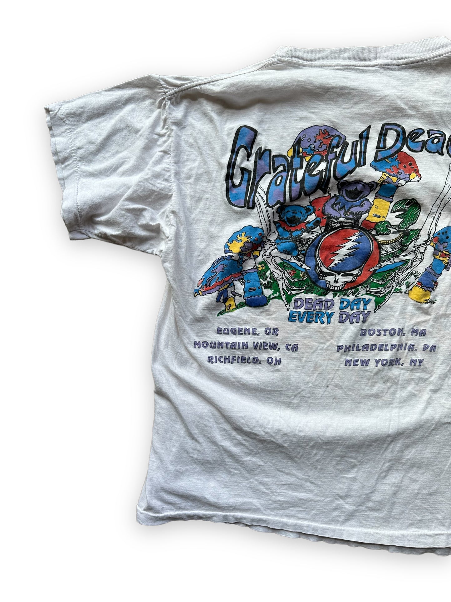 Rear Left View of Vintage Grateful Dead 1993 Summer Tour Bootleg Tee SZ L |  Vintage Grateful Dead Tee Seattle | Barn Owl Vintage
