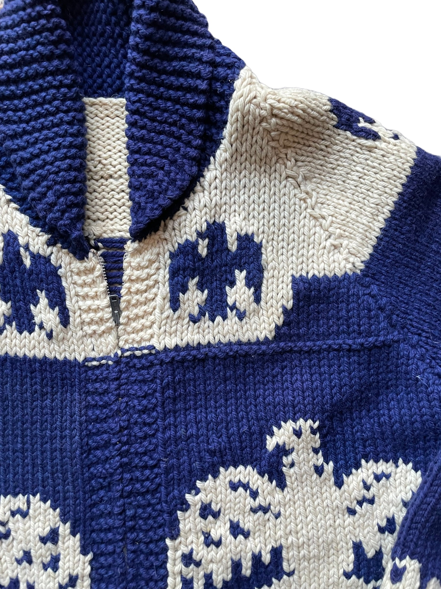 1950s eagle cowichan style sweater front view left shoulder