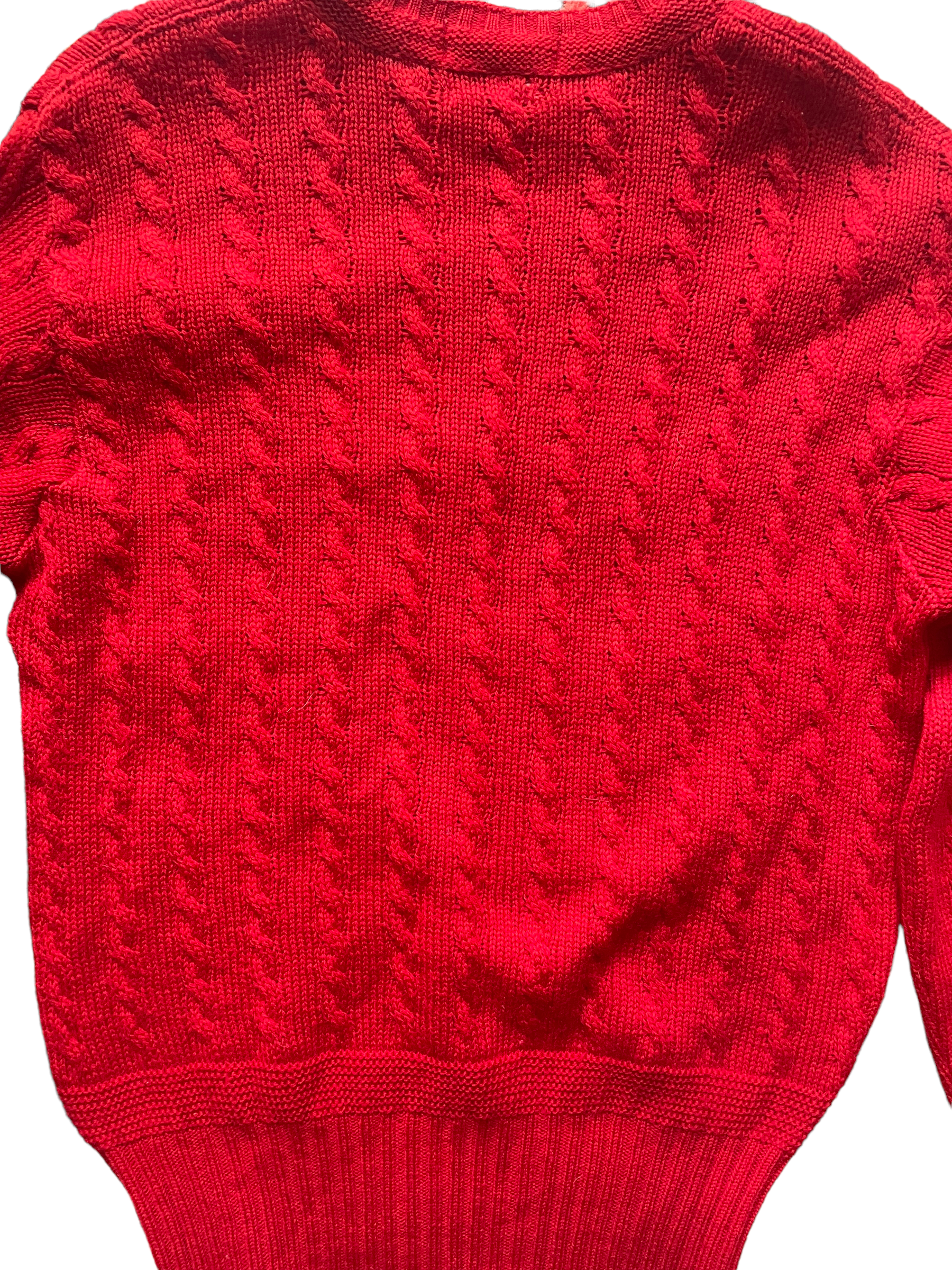 Vintage 1950s Jantzen Cable Knit Wool Sweater | Barn Owl Seattle | Seattle Vintage Sweaters Full back view.