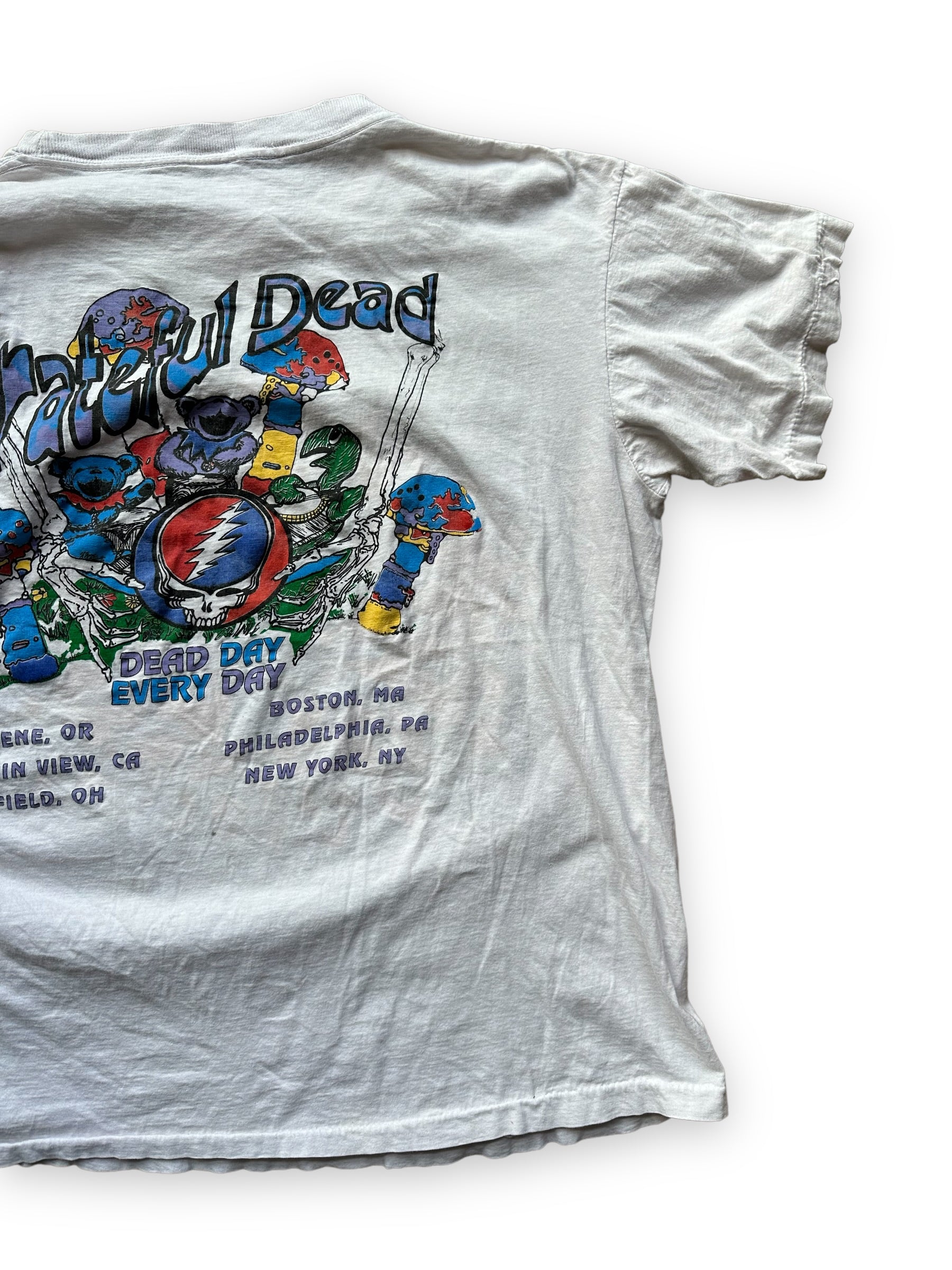 Right Rear View of Vintage Grateful Dead 1993 Summer Tour Bootleg Tee SZ L |  Vintage Grateful Dead Tee Seattle | Barn Owl Vintage