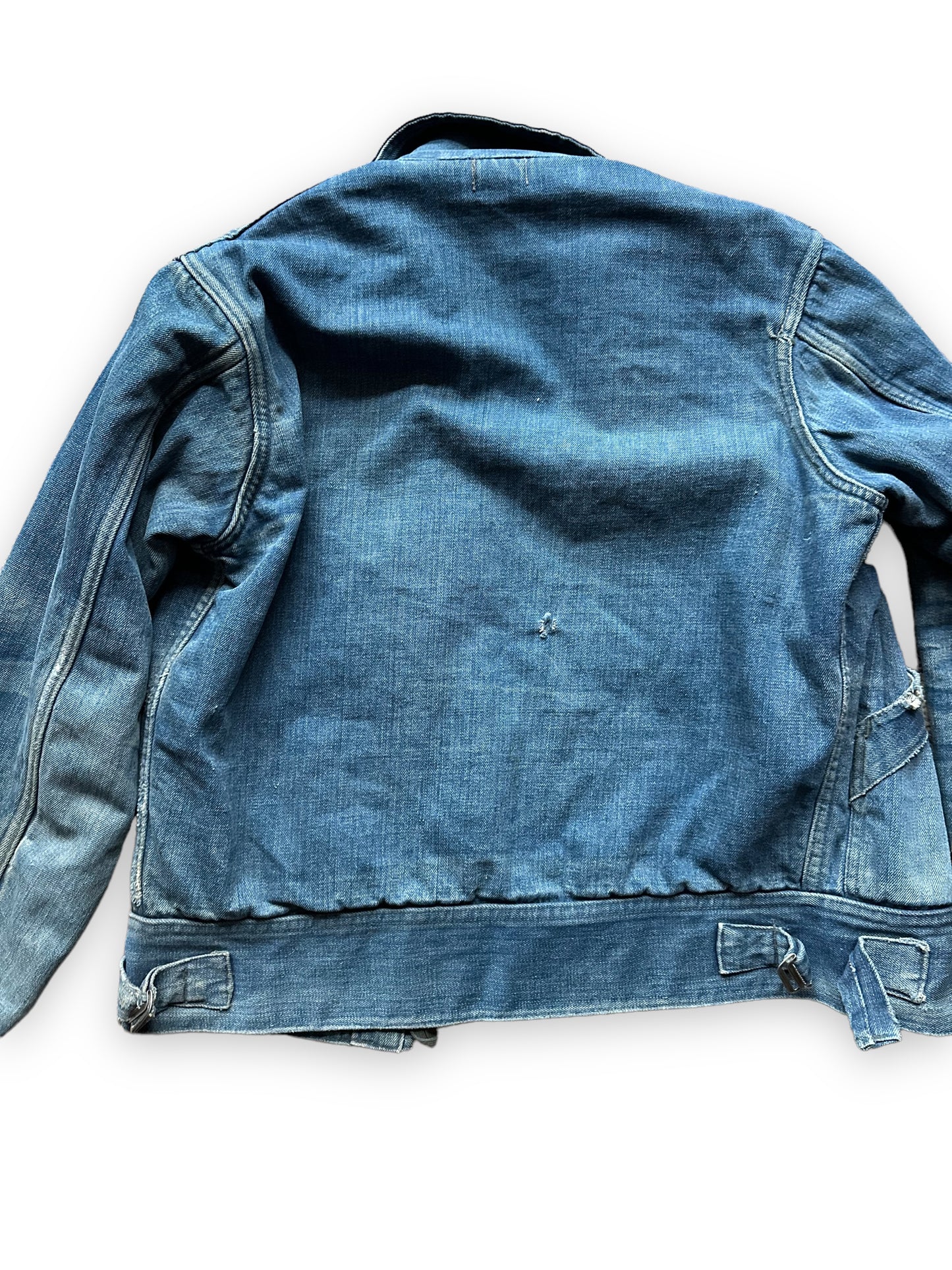 Rear View Detail on Vintage Blanket Lined Fitz Denim Jacket | Seattle Vintage Workwear Clothing | Barn Owl Vintage