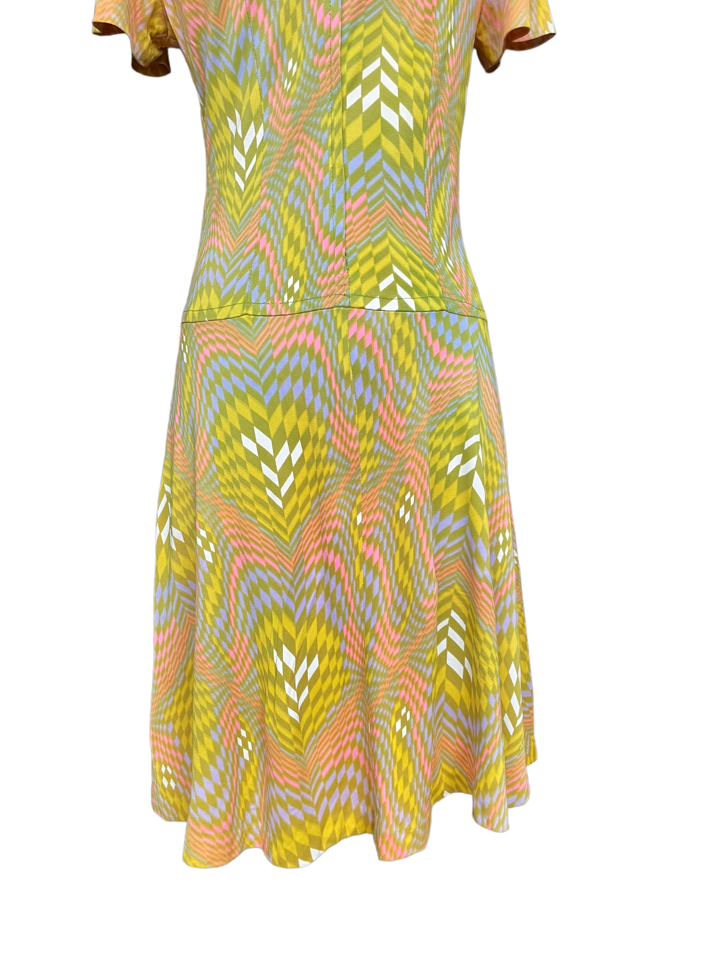 Back skirt view of Vintage 1960s Geometric Pattern Dress SZ M | Seattle Vintage Dresses | Barn Owl Vintage