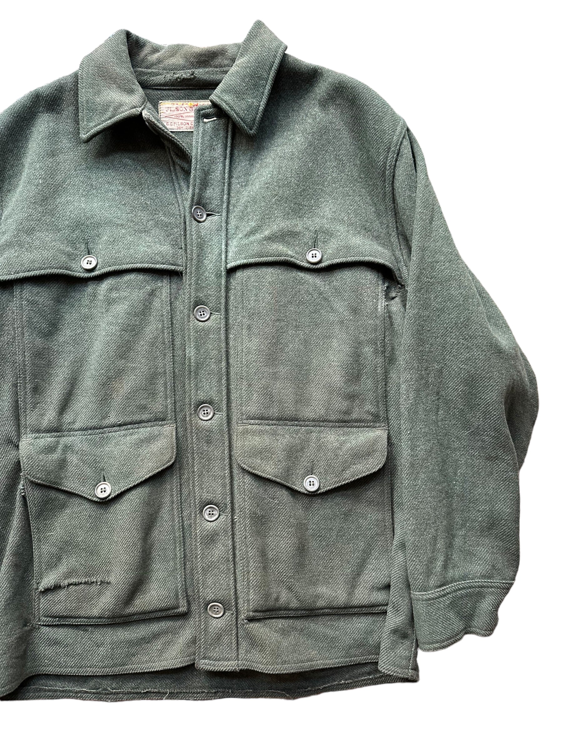 Vintage Early 70s Filson Herringbone Green Cape Coat SZ 46