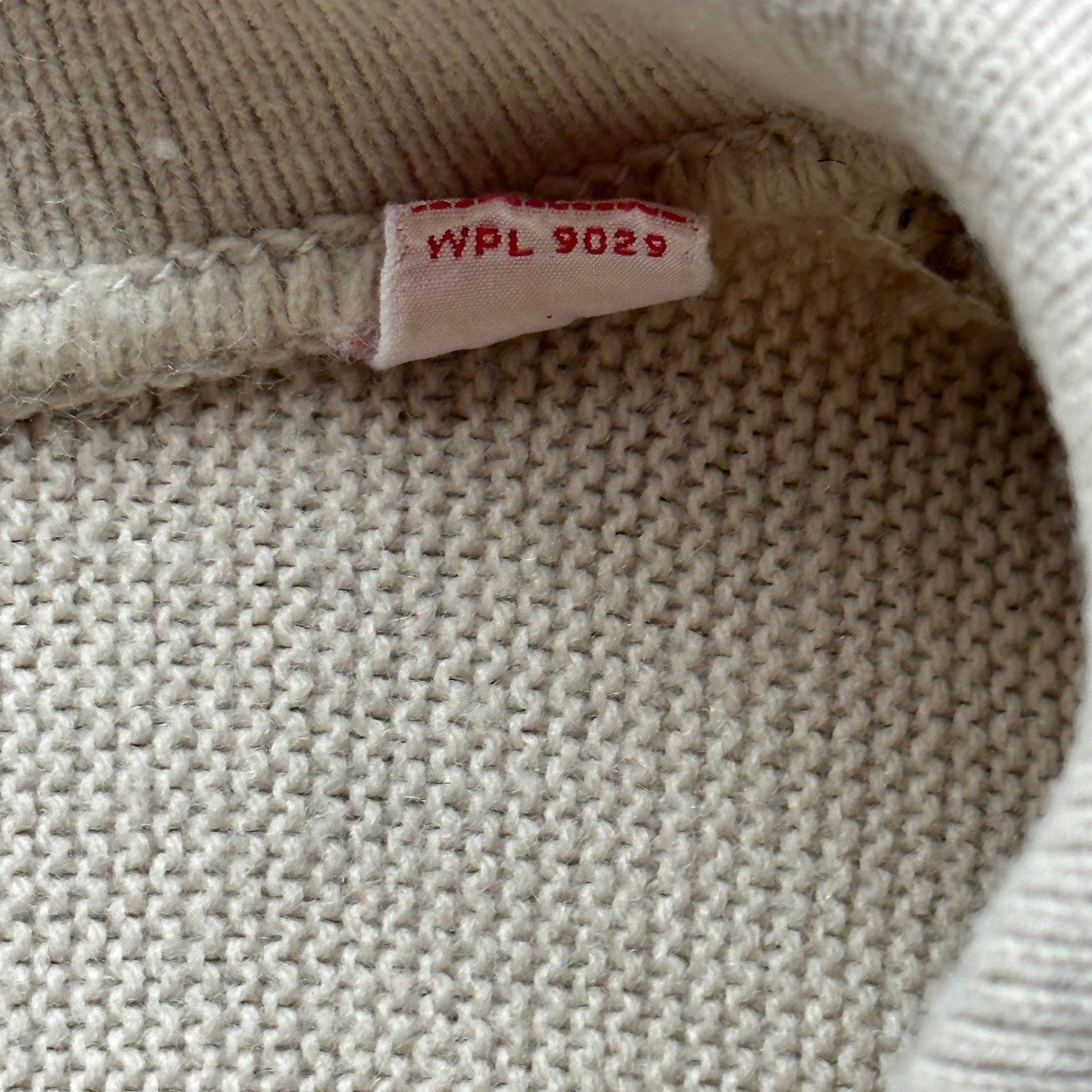 Reverse Tag View on Vintage 100% Orlon Acrylic 60s Sweater Shirt SZ M | Vintage Sweater Shirt Seattle | Barn Owl Vintage Seattle