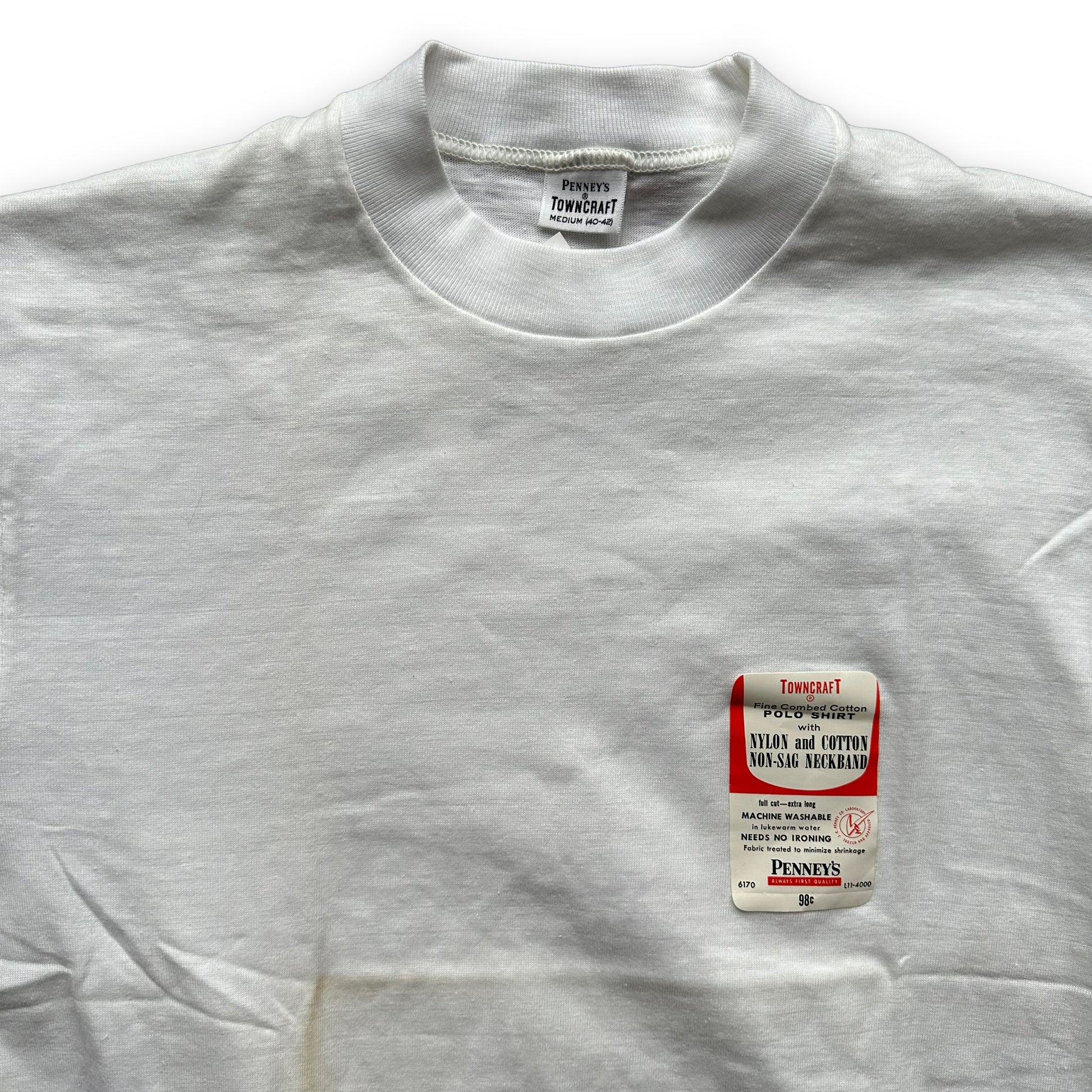 Upper Front View of Vintage NWT Penneys Towncraft Tee Shirt SZ M | Vintage Blank Tees Seattle | Vintage T-Shirts Seattle