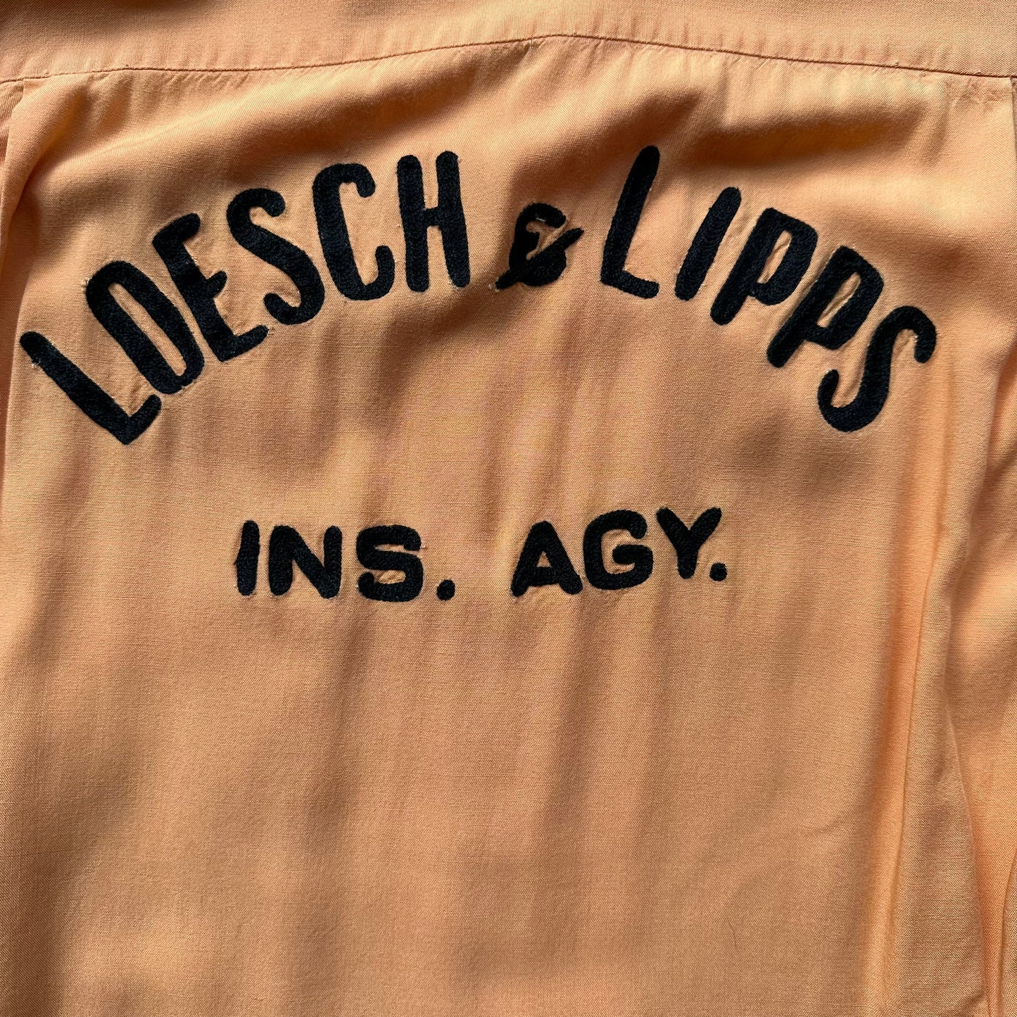Vintage Nat Nast Peach Colored Chainstitched Bowling Shirt SZ M | Vintage Bowling Shirt Seattle | Barn Owl Vintage Seattle