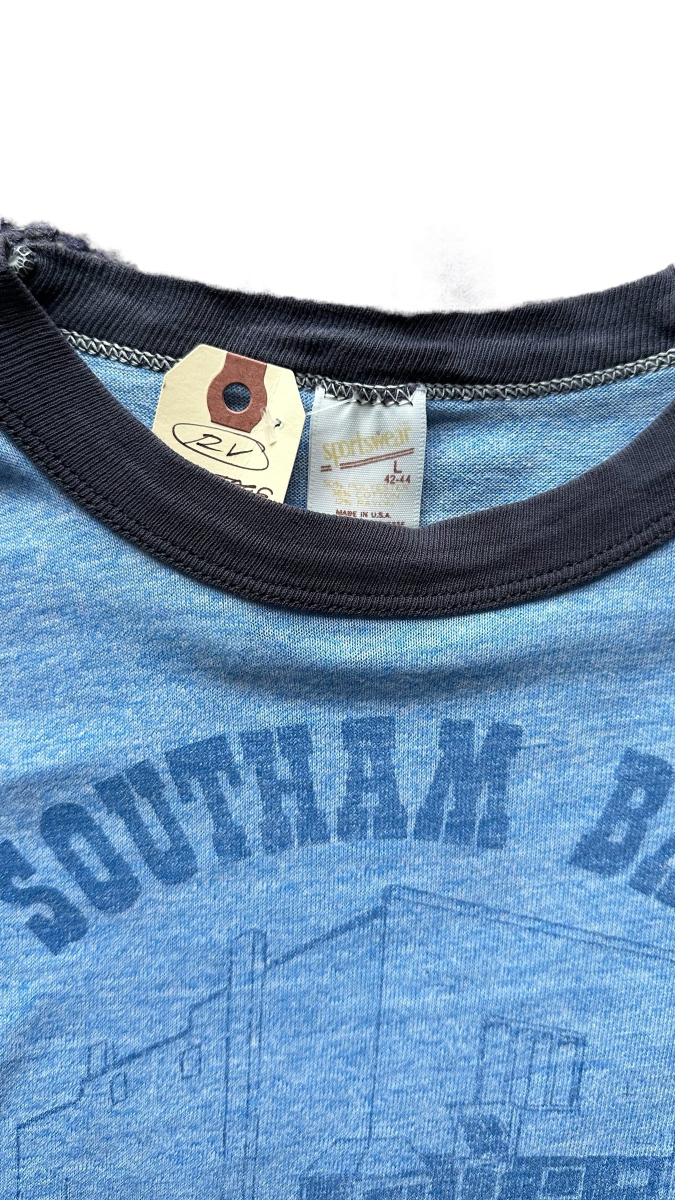 Tag View on Vintage Southam Bar Ringer T Shirt SZ Large |  Vintage Bar Tee Seattle | Barn Owl Vintage