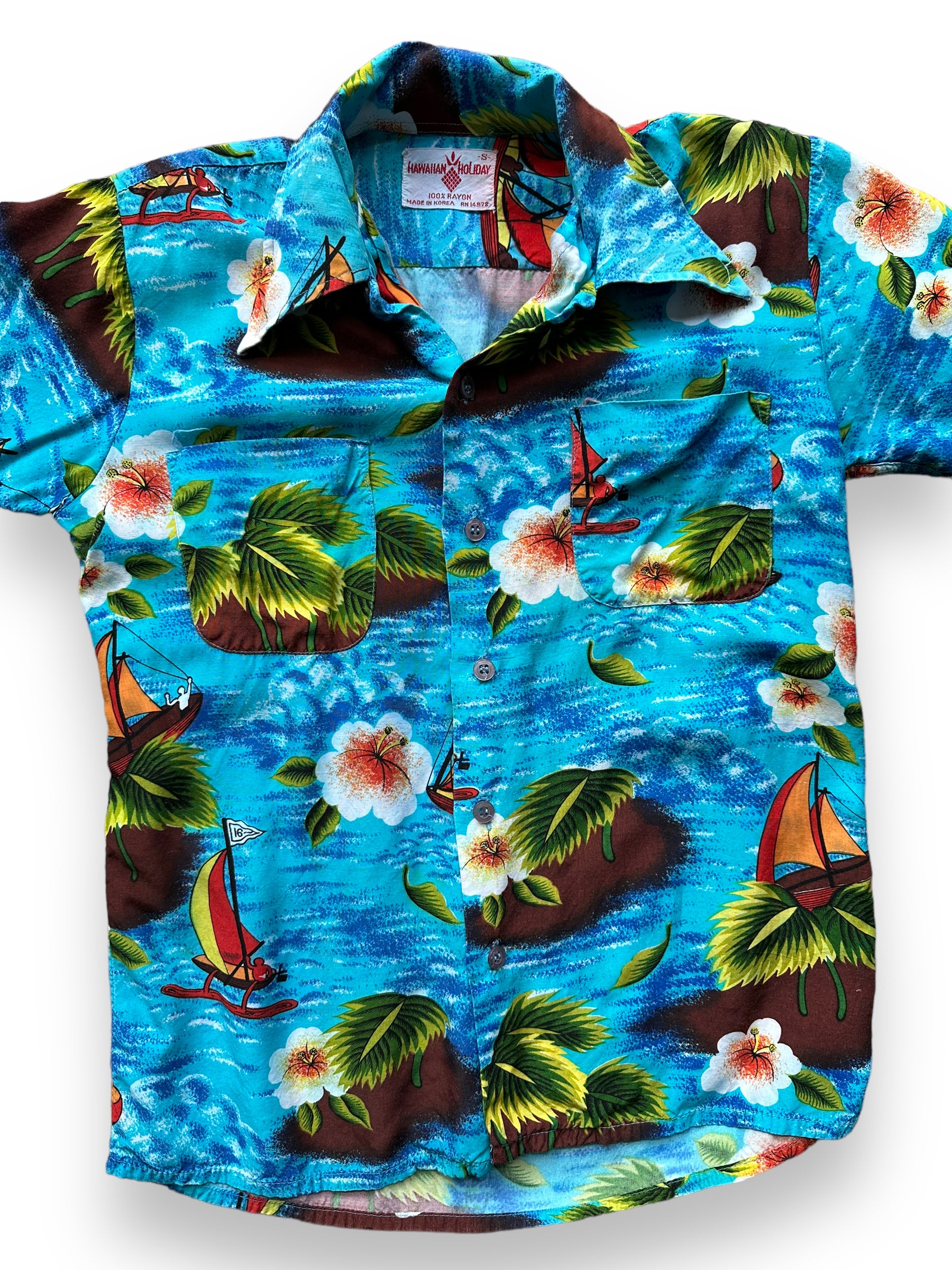 Vintage Blue Patterned Hawaiian Holiday Rayon Shirt SZ S | Seattle Vintage  Hawaiian Shirt | Barn Owl Vintage Clothing Seattle