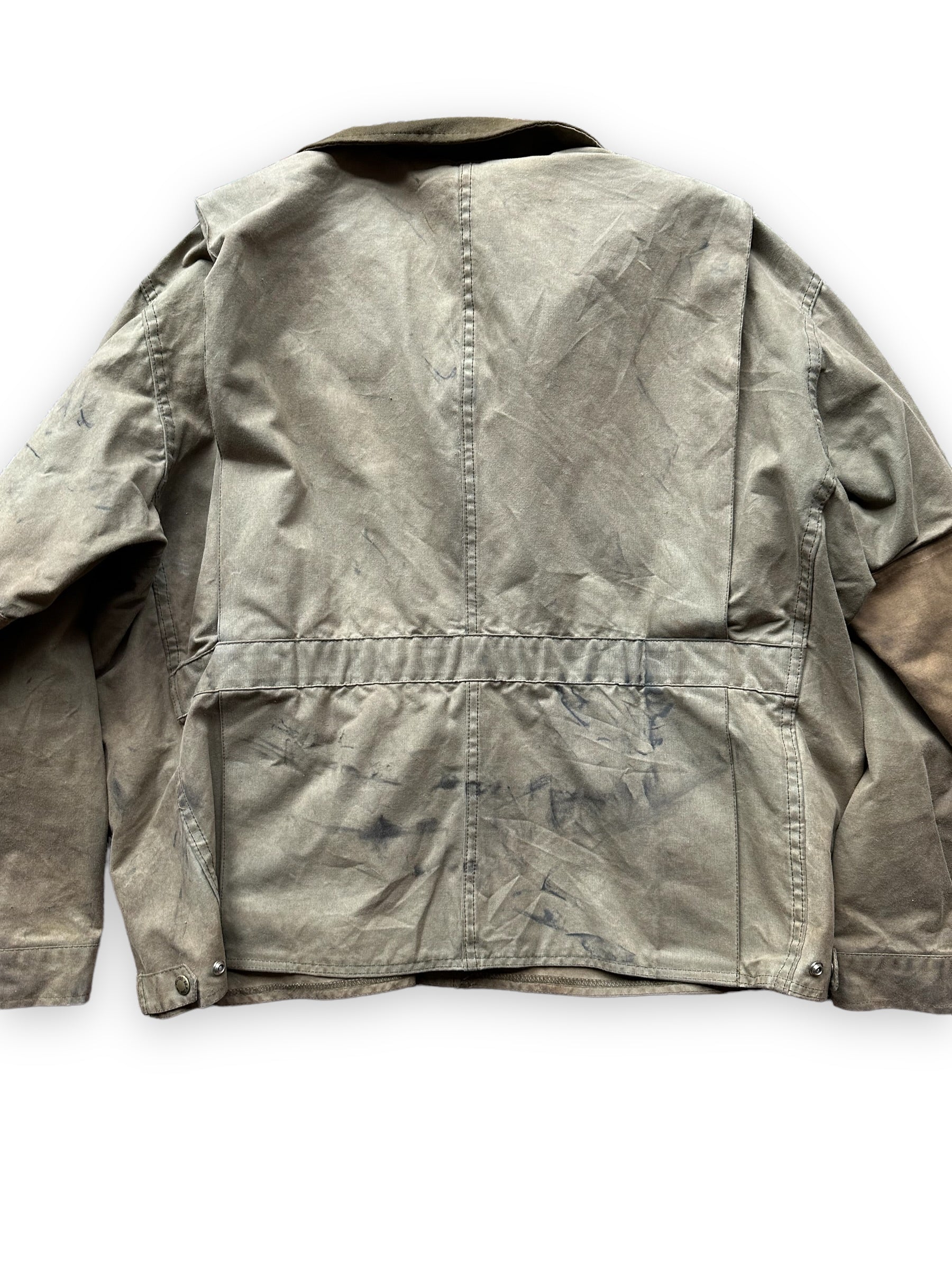 Rear View Detail on Filson Tin Cloth Shooting Jacket Style 420 SZ XXL |  Barn Owl Vintage Goods | Vintage Workwear Seattle
