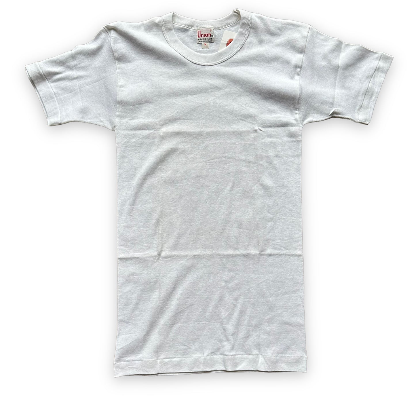Front View of Vintage Union Combed Yarn Blank Tee Shirt SZ M | Vintage Blank Tees Seattle | Vintage T-Shirts Seattle