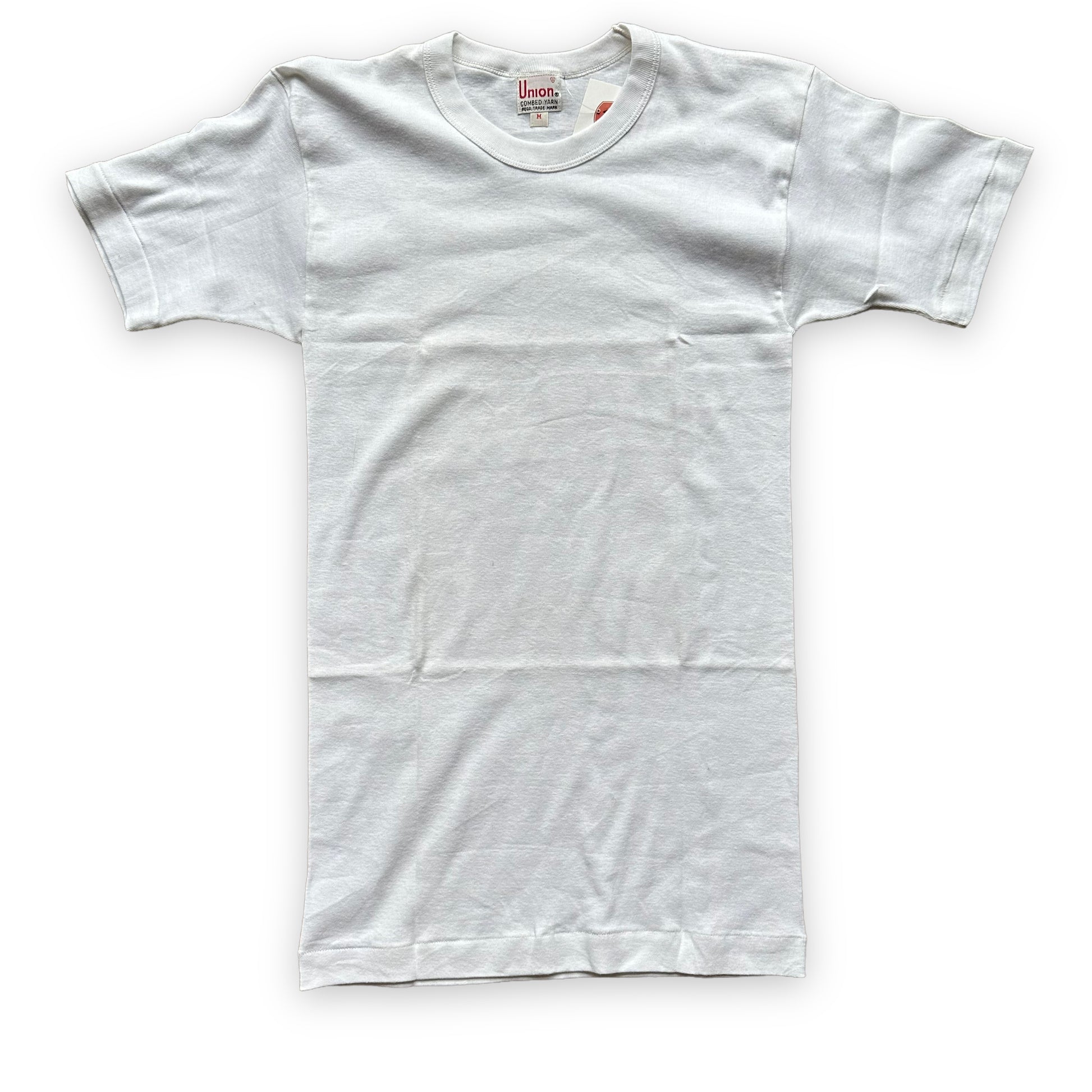 Front View of Vintage Union Combed Yarn Blank Tee Shirt SZ M | Vintage Blank Tees Seattle | Vintage T-Shirts Seattle