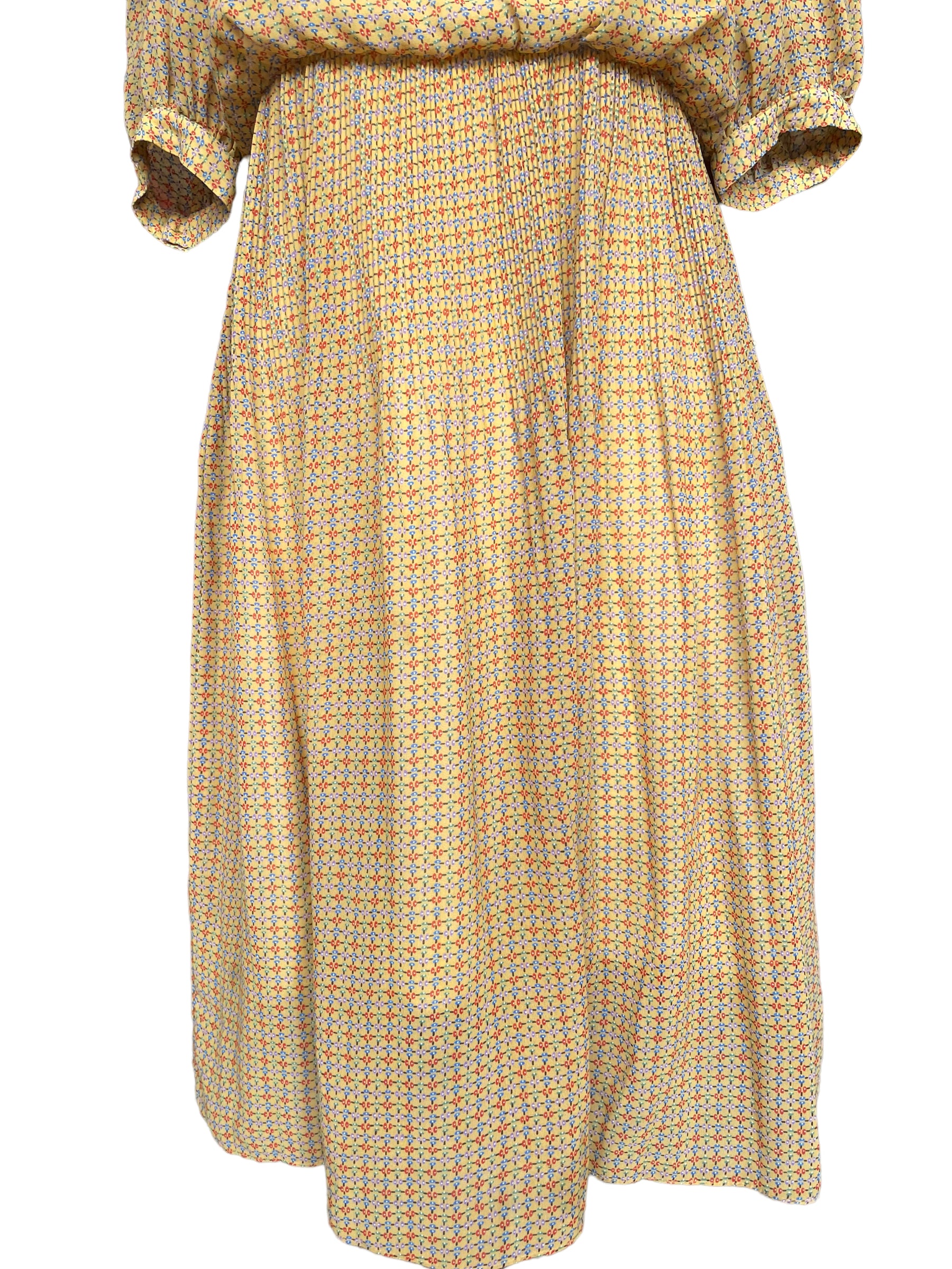 Front skirt view of Vintage 1950s Parisian Sheer Rayon Dress 