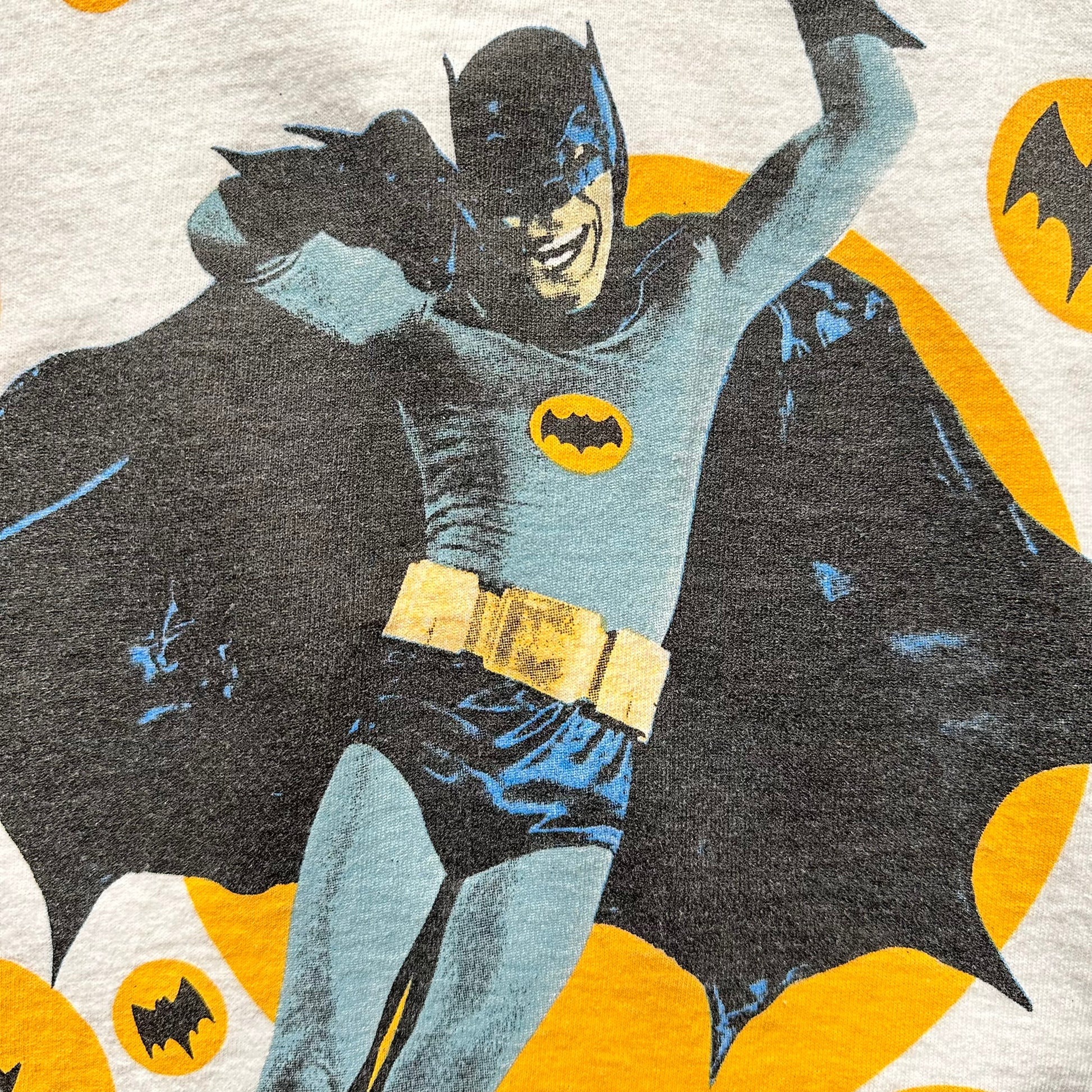 Front Graphic Detail on Vintage Adam West Batman Tee SZ M | Vintage Comic Book T-Shirts Seattle | Barn Owl Vintage Tees Seattle