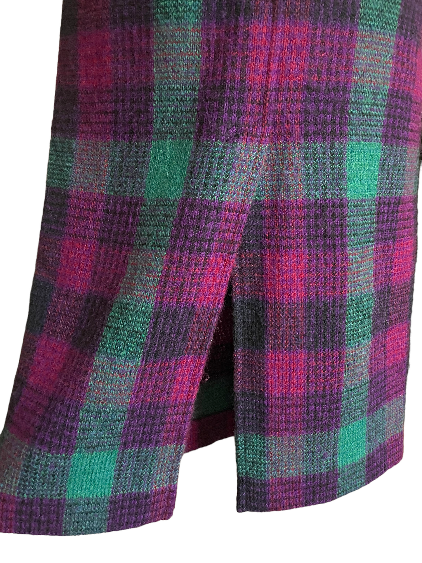 Front view of slit Vintage 1970s Missoni Mohair Knit Skirt | Barn Owl Vintage Seattle | Vintage Ladies Skirts