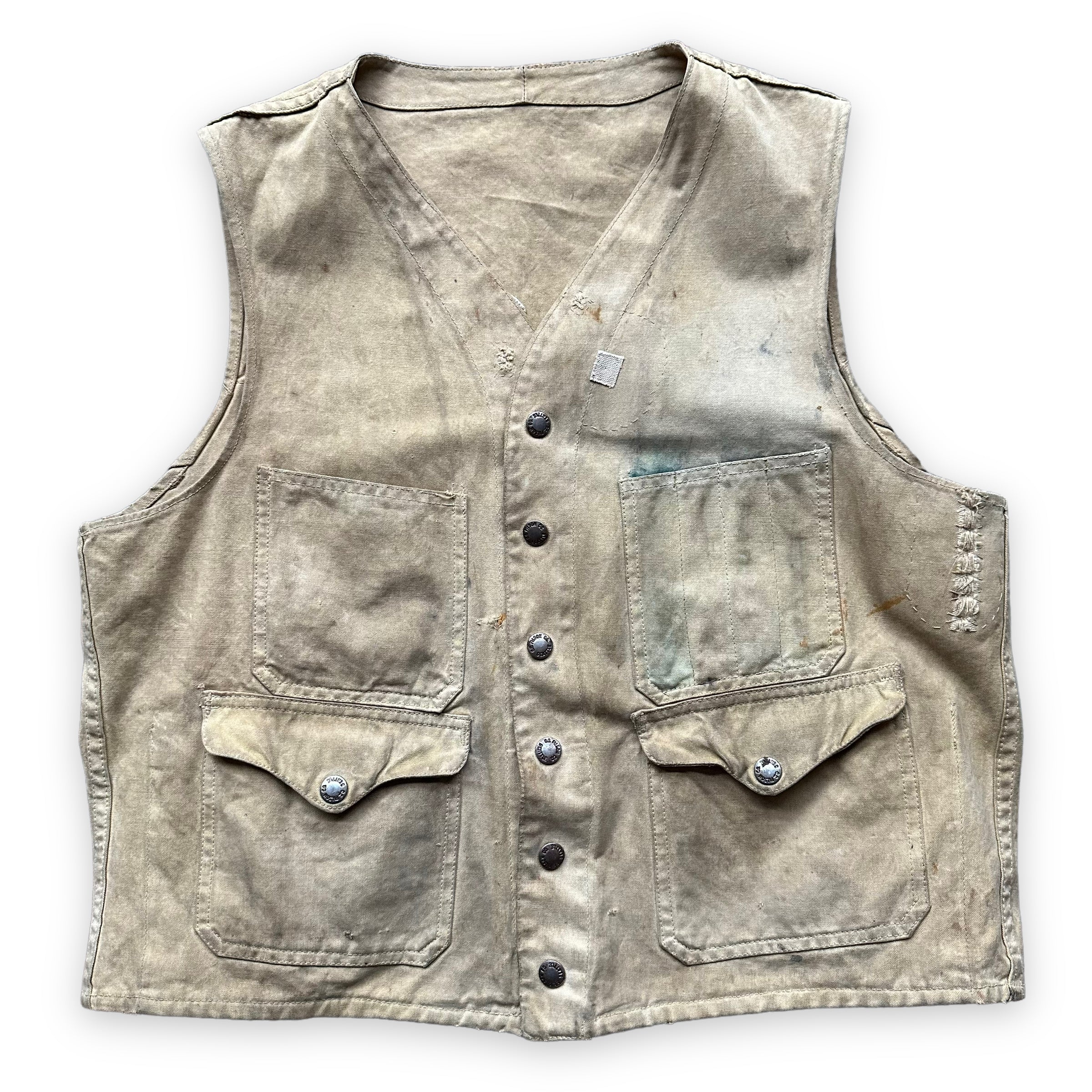 Vintage Union Made 50s/60s Era Tin Cloth Vest SZ L | Barn Owl