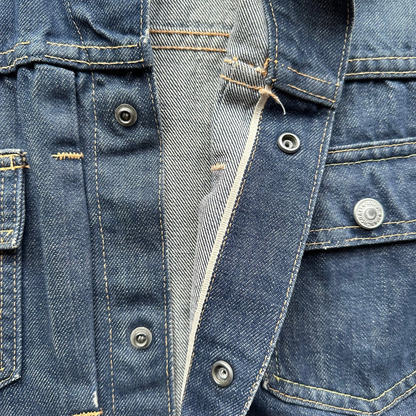 Selvedge Line and Snaps on Vintage Selvedge Denim JC Penney Ranch Craft Type II Style Jacket SZ M | Seattle Vintage Denim