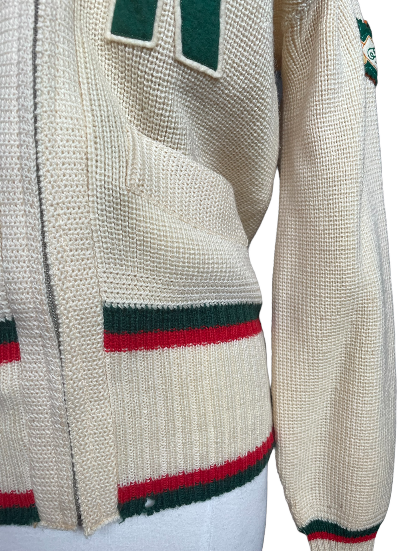 Lower Left Pocket View of Vintage 1950 Cloverdale Knitting Mills Sweater SZ M | Barn Owl Vintage | Seattle True Vintage Sweaters
