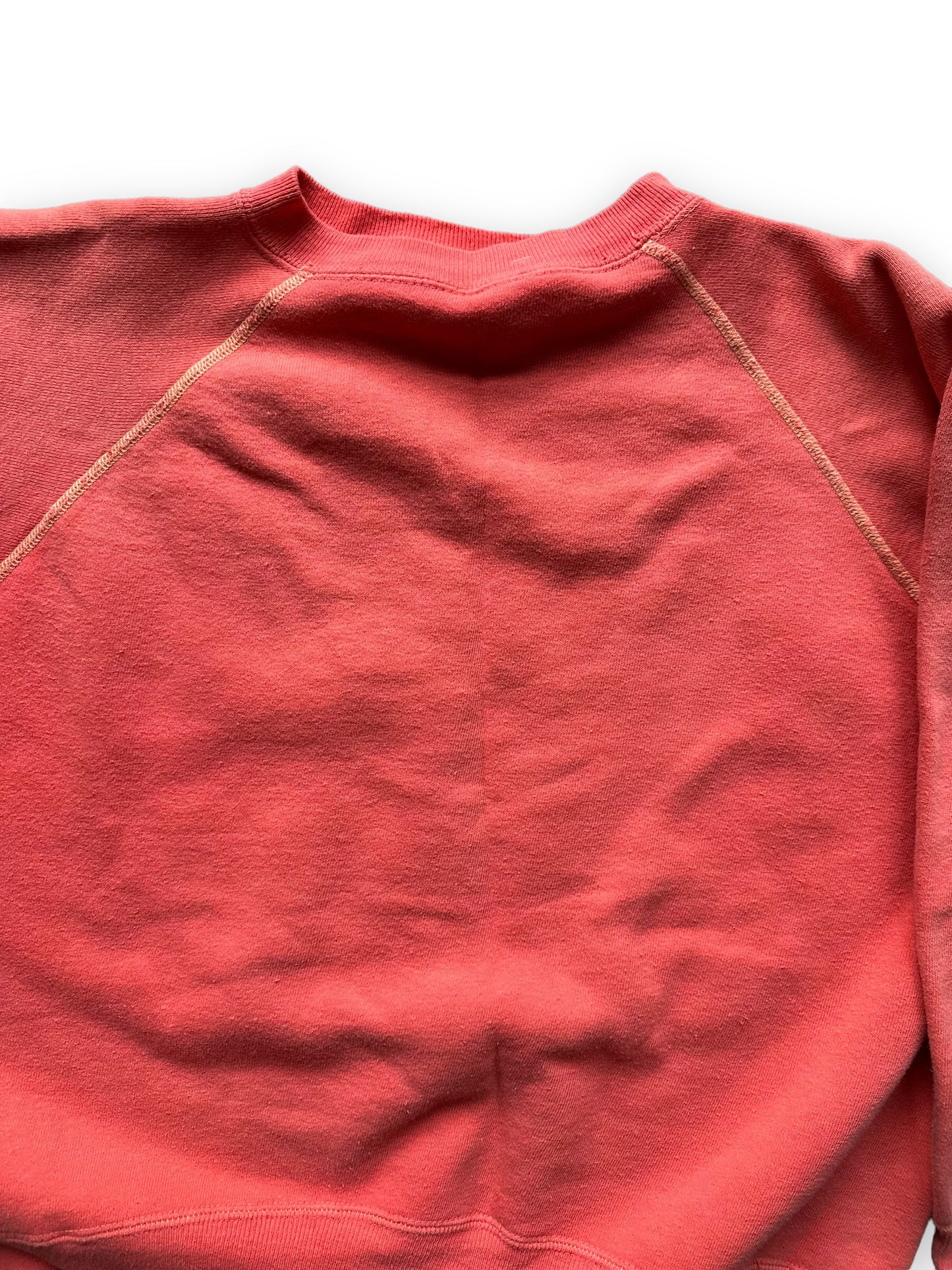 Rear Close Up on Vintage Faded Red Crewneck Sweatshirt | Vintage Crewneck Sweatshirt Seattle | Barn Owl Vintage Clothing