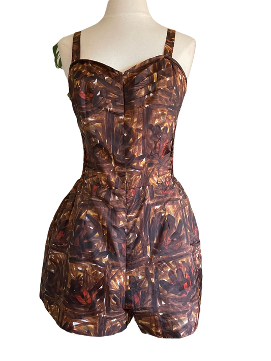 Full front view Vintage 1950s Kahala Play Suit | Barn Owl Vintage Seattle | Vintage Ladies Swimwear