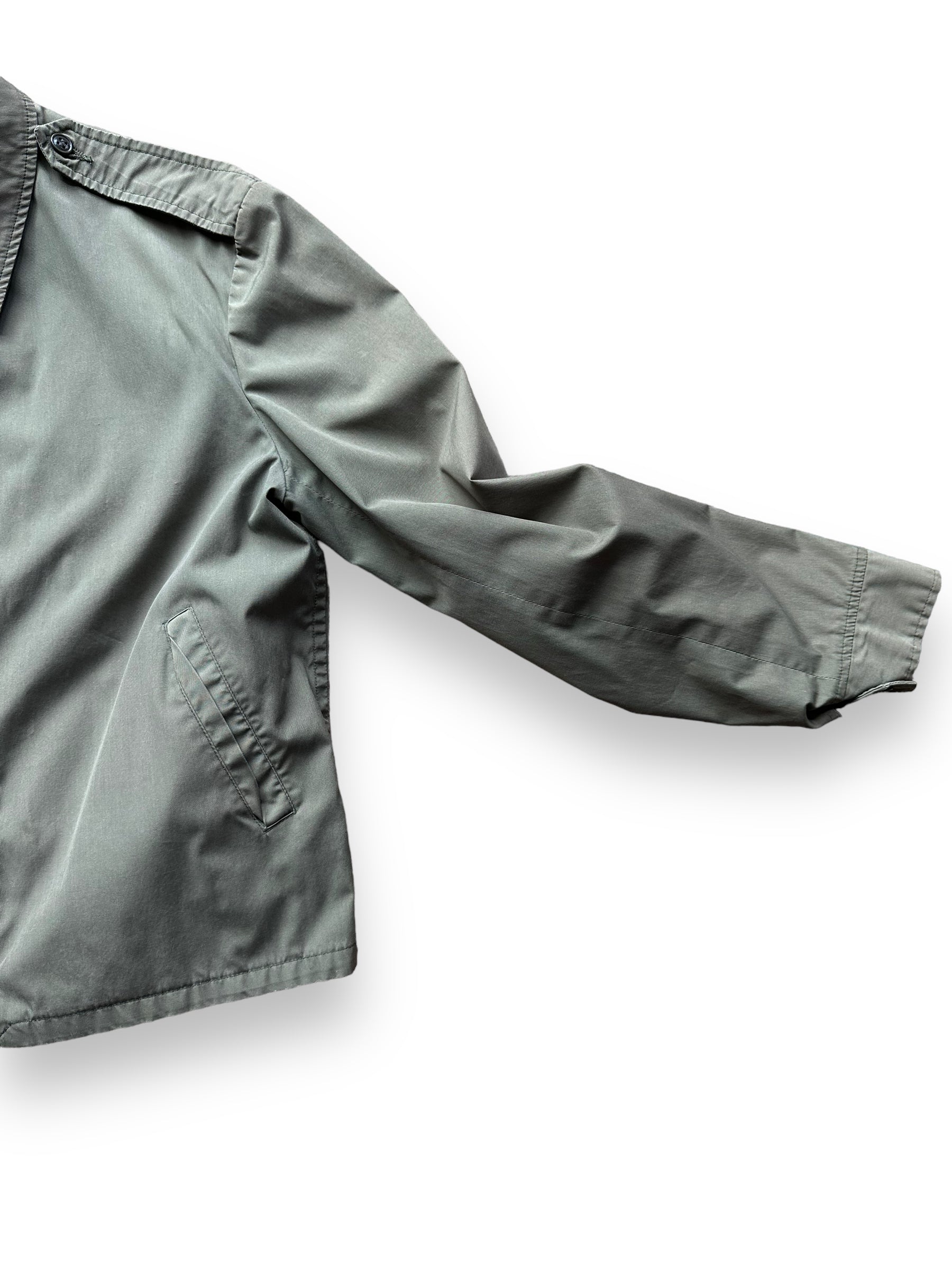 Left Sleeve View on Vintage Lightweight US Army Jacket SZ M-L | Vintage Military Jackets Seattle | Barn Owl Vintage Clothing Seattle