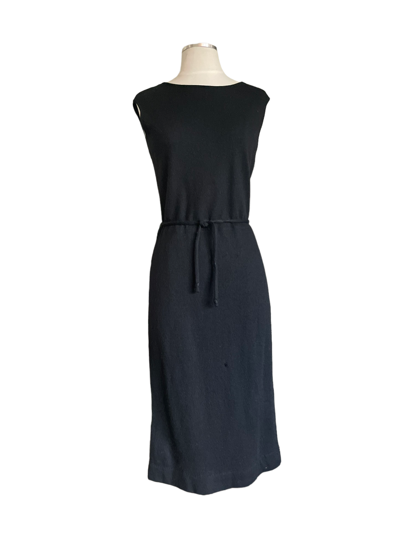 Vintage 1960s Jantzen Black Wool Dress SZ M |  Barn Owl Vintage | Seattle Vintage Dresses Full front view